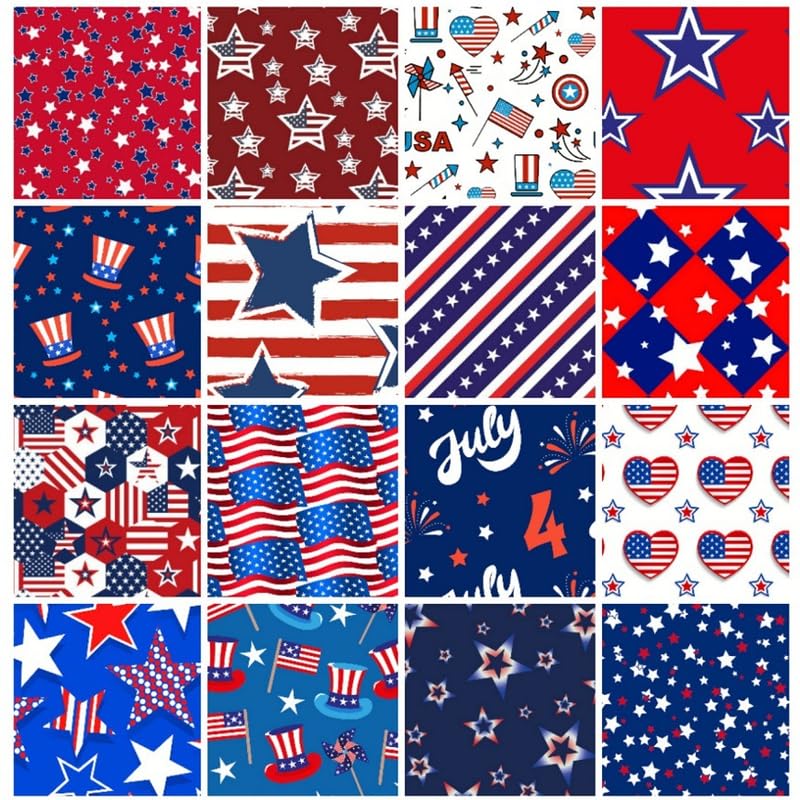 Tissu au mètre coton drapeau américain 4 juillet pour loisirs créatifs
