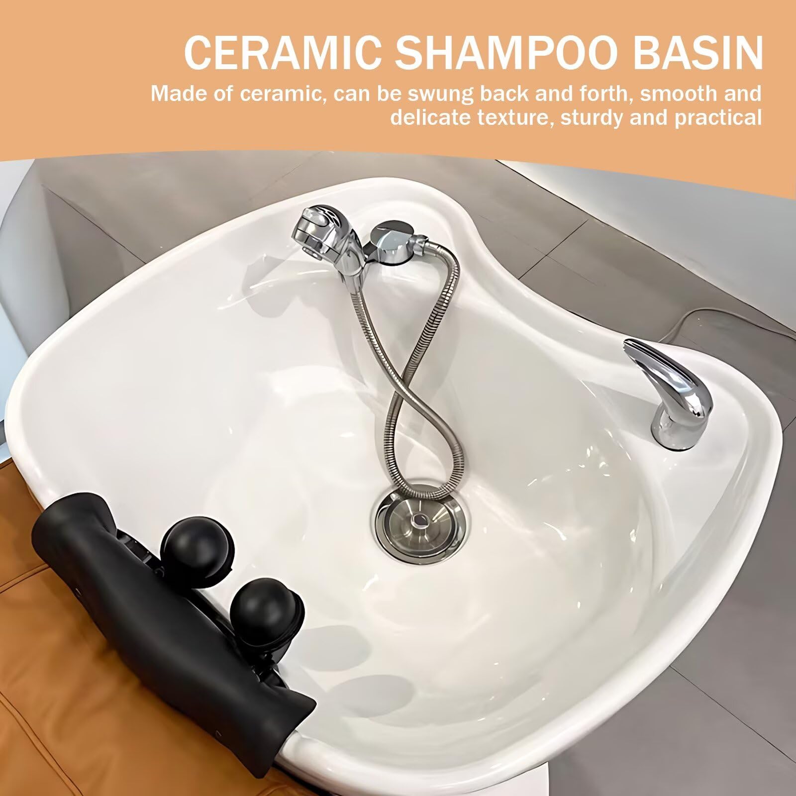 Profesjonalny stół do masażu głowy, nowoczesny prosty design sprzętu spa z dużą ceramiczną umywalką, masaż całego ciała, światło otoczenia do salonu