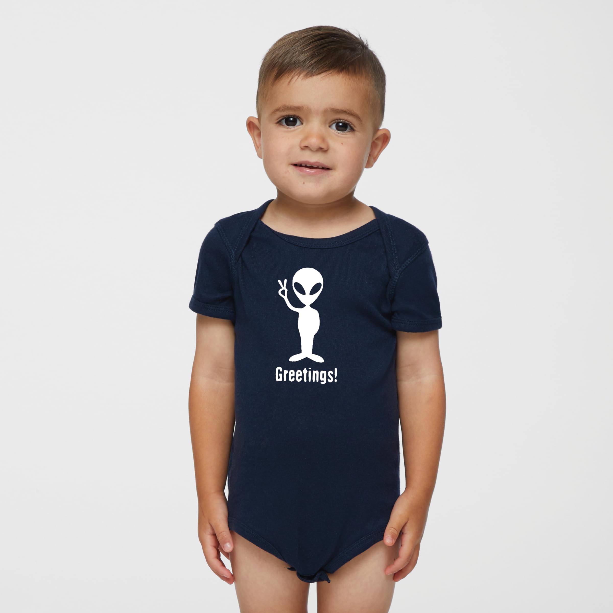 Rocket Bug Greetings Alien Baby Bodysuit, Kids Soft, and Short Sleeve Cotton Bodysuit, Newborn Baby Girl & Boy Gift - (3-6 months, Oceanside)