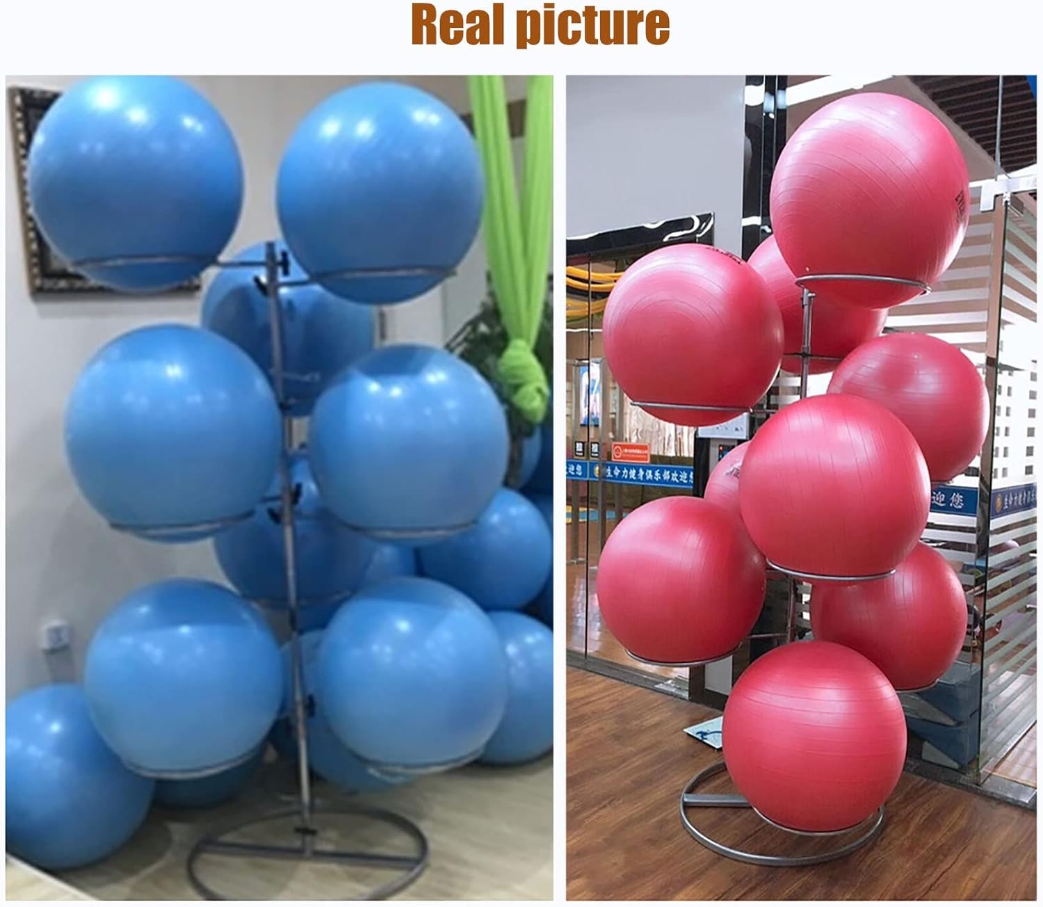 Home Gym Accessories for Yoga Ball, 184 Cm High Heavy Yoga Ball Rack at Fitness Class, Silver 9 Yoga Balls Display Stand, Easy Assemble