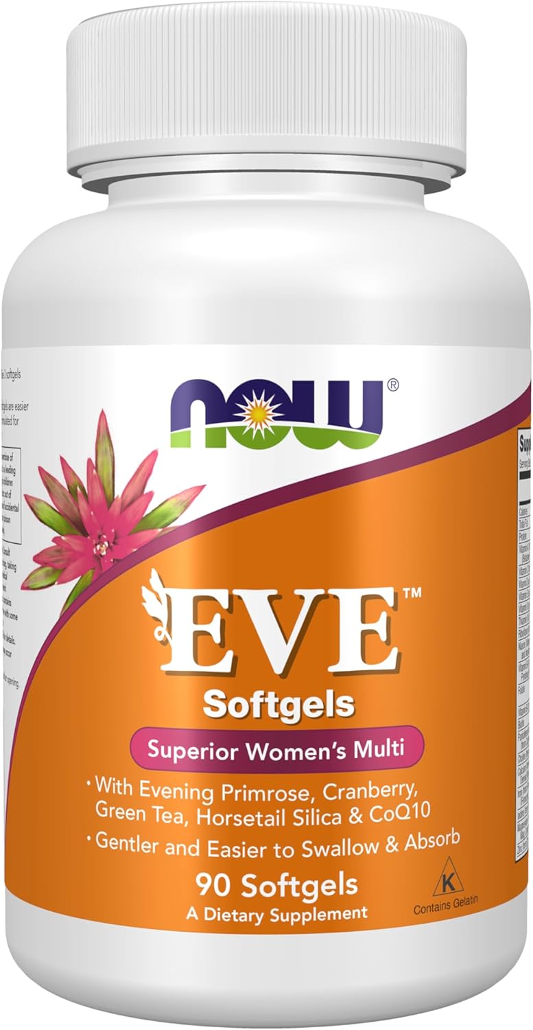 NOW Foods Supplements, Eve™ Women’s Multivitamin with Evening Primrose, Cranberry, Green Tea, Horsetail Silica & CoQ10, 90 Softgels NOW Foods Supplements, Eve™ Women’s Multivitamin with Evening Primrose, Cranberry, Green Tea, Horsetail Silica & CoQ10, 90 Softgels