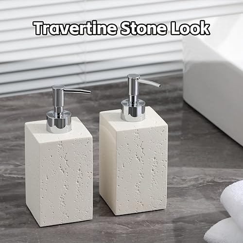 Miniatura 4 de Dispensador de jabón de 14.2 fl oz, 14 onzas, juego de 2 dispensadores de jabón para platos de mano, botella de loción recargable con bomba a prueba