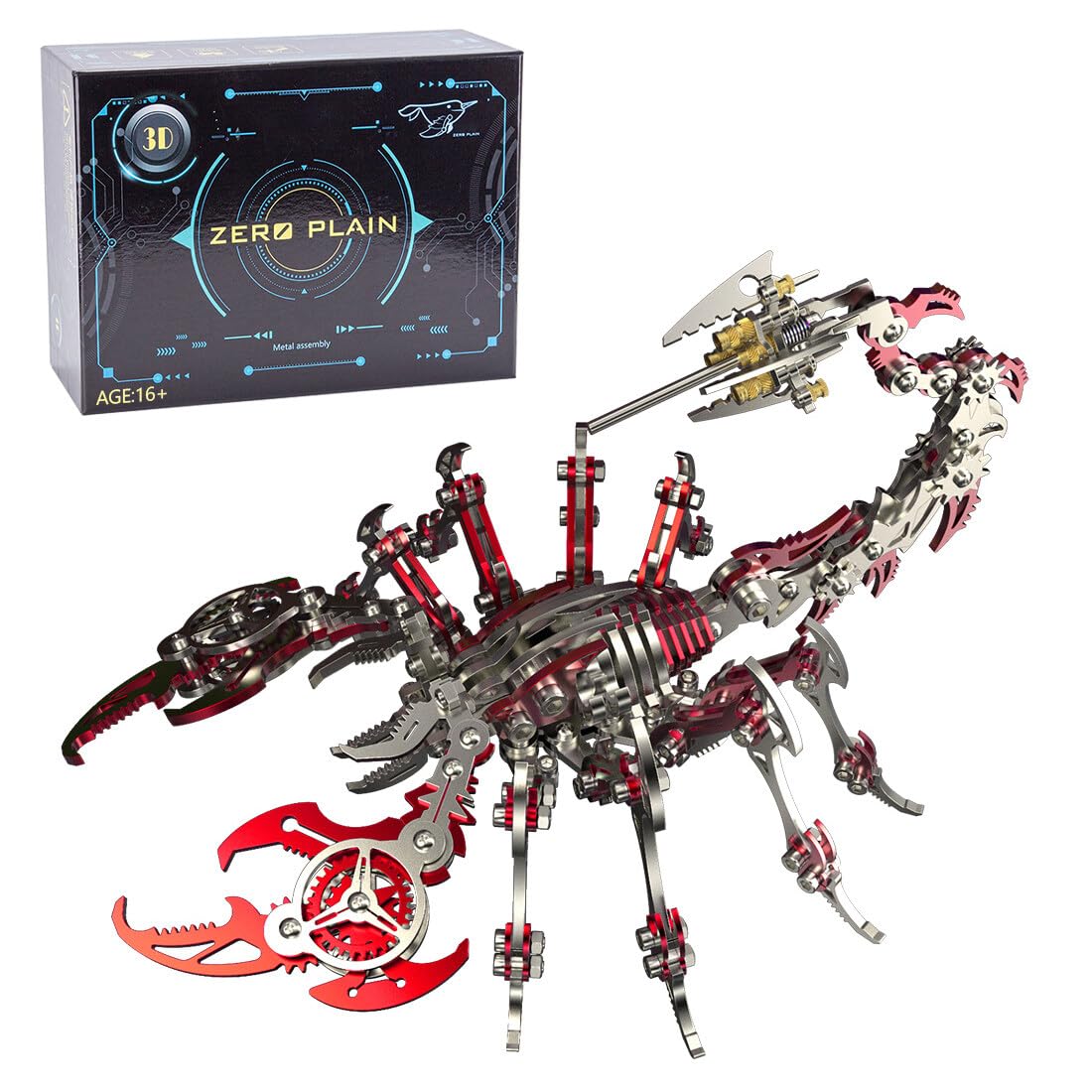 Stylomira 3D Metal Scorpion Model Kit, Golden Scorpion King DIY Assembly Puzzle for Adults, Stainless Steel Mechanical Insect Metal, Creative Gift Desk Display (200+PCS/Red)