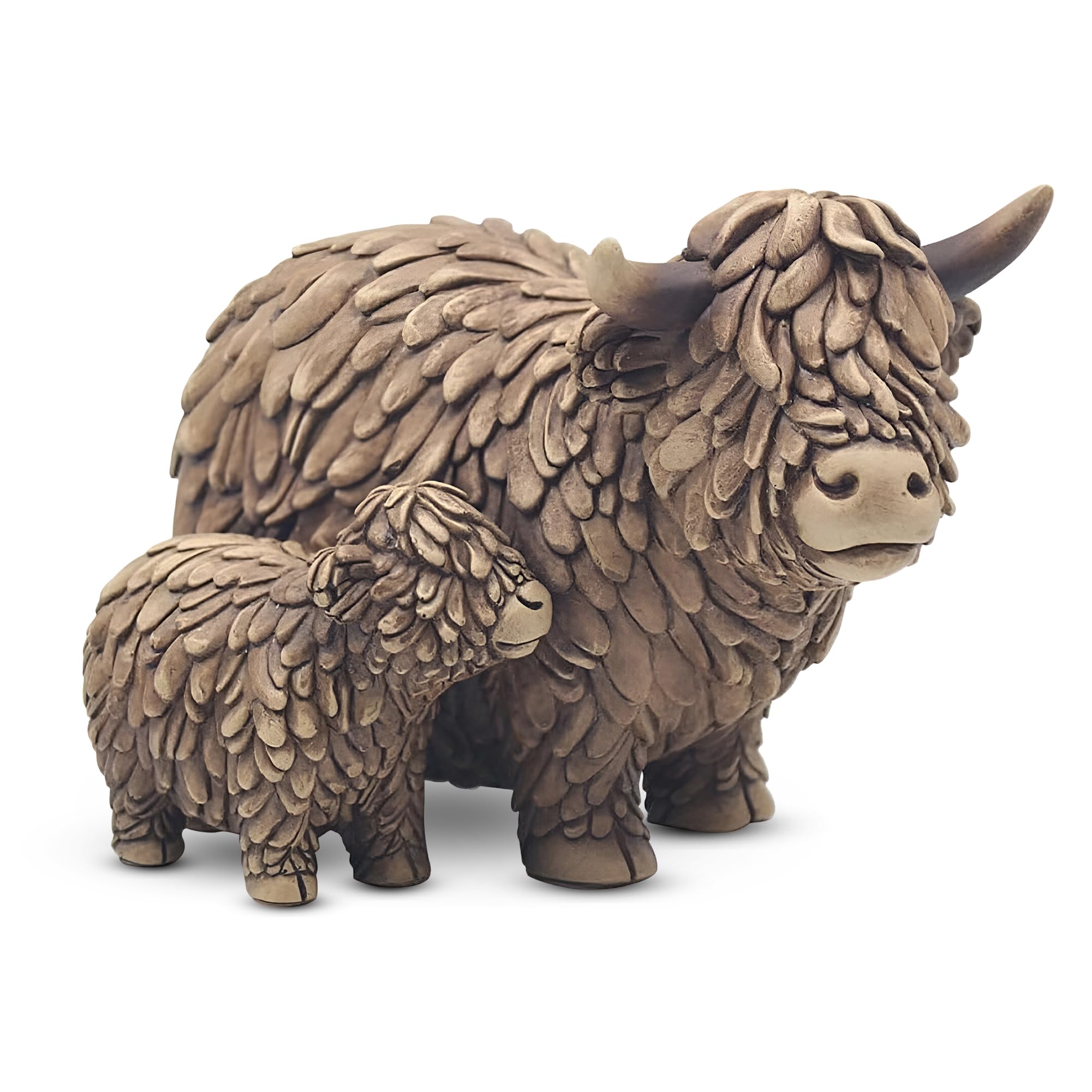L & P Home & Gifts Women's Brown 4 Lesser & Pavey Hughie Highland Cow & Calf Ornaments For Gift | Lovely Highland Cow Gifts For Home And Office Decoration | From The Leonardo Collection Animal Ornaments Range -Lp72936