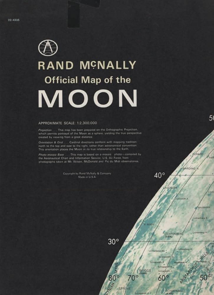 希少】RAND McNALLY 月の地図 ポスター RAND McNALLY: OFFICIAL