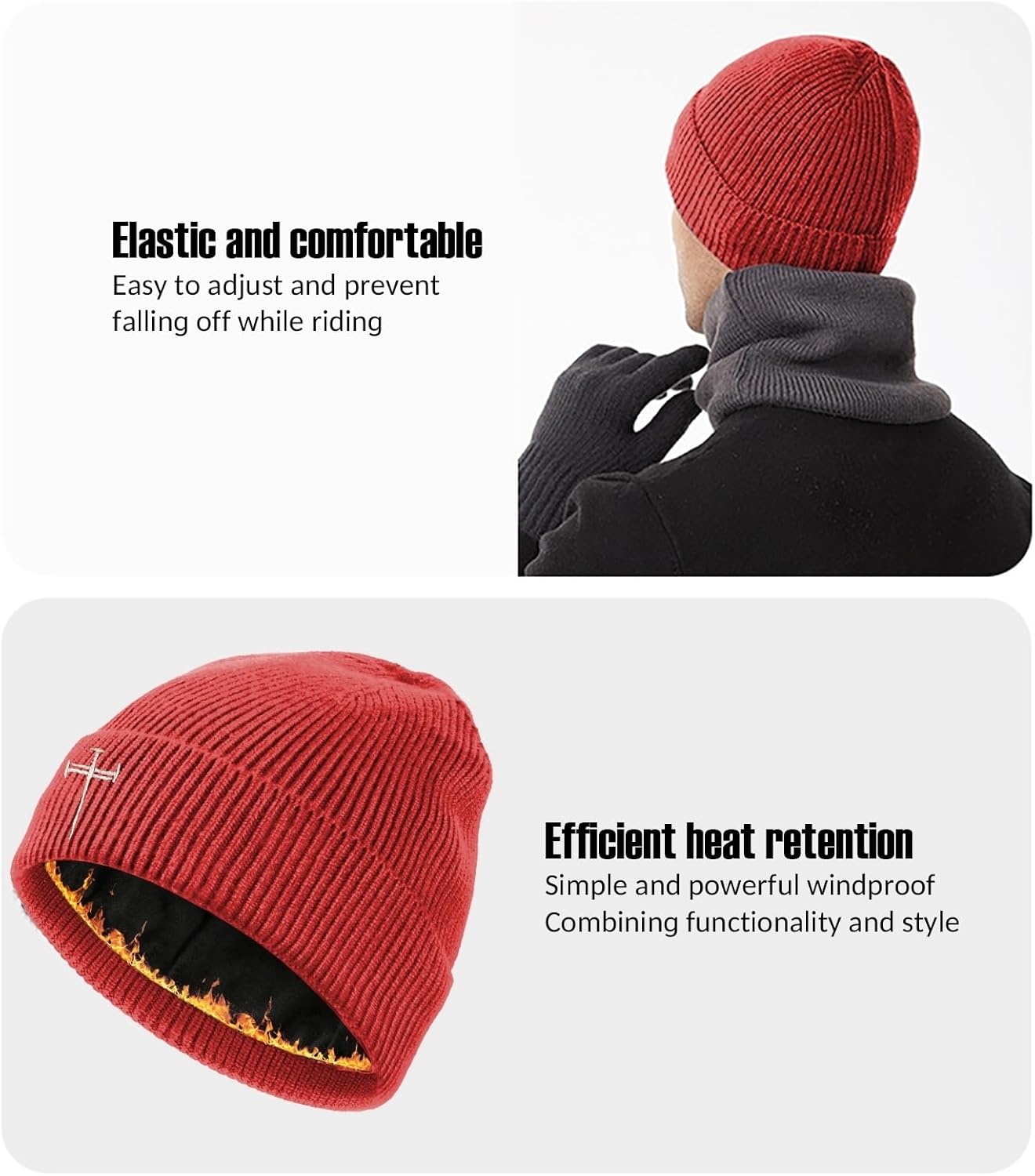Winter Beanie for Men Women Fleece Lined Beanies Hats Soft Warm Thick Knit Hat - Image 3
