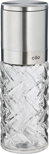 Miniatura 9 de Cilio Cristallo - Molinillo de sal o pimienta de vidrio y acero inoxidable, dorado, 2 x 6.7 pulgadas de alto, molinillo de sal y pimienta de vidrio