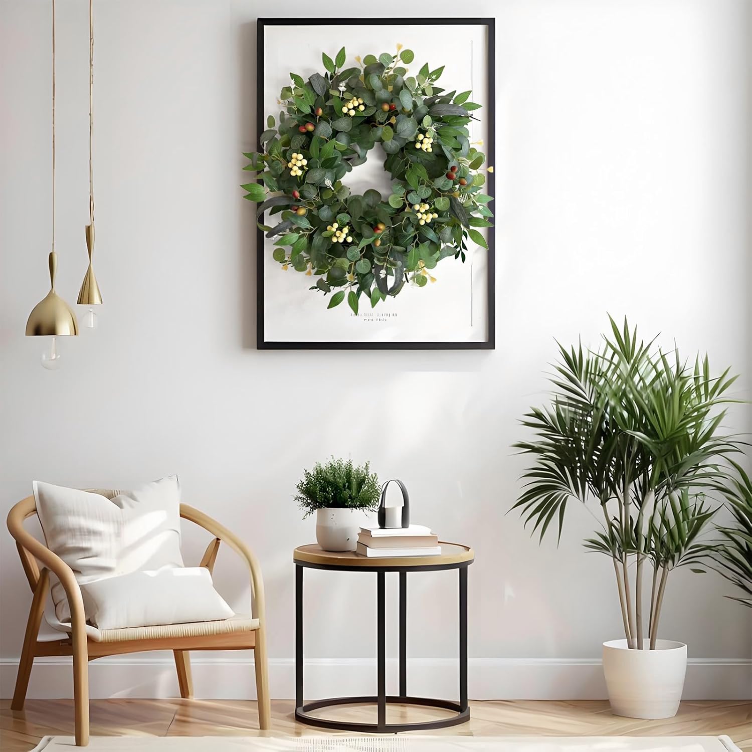 24 Inch Eucalyptus Wreaths for Front Door,Spring Summer Fall Autumn Winter Wreaths,Large Eucalyptus Greenery Wreath with Olive Leaves Berries for Front Door Outdoor Farmhouse Decor All Seasons - Image 5