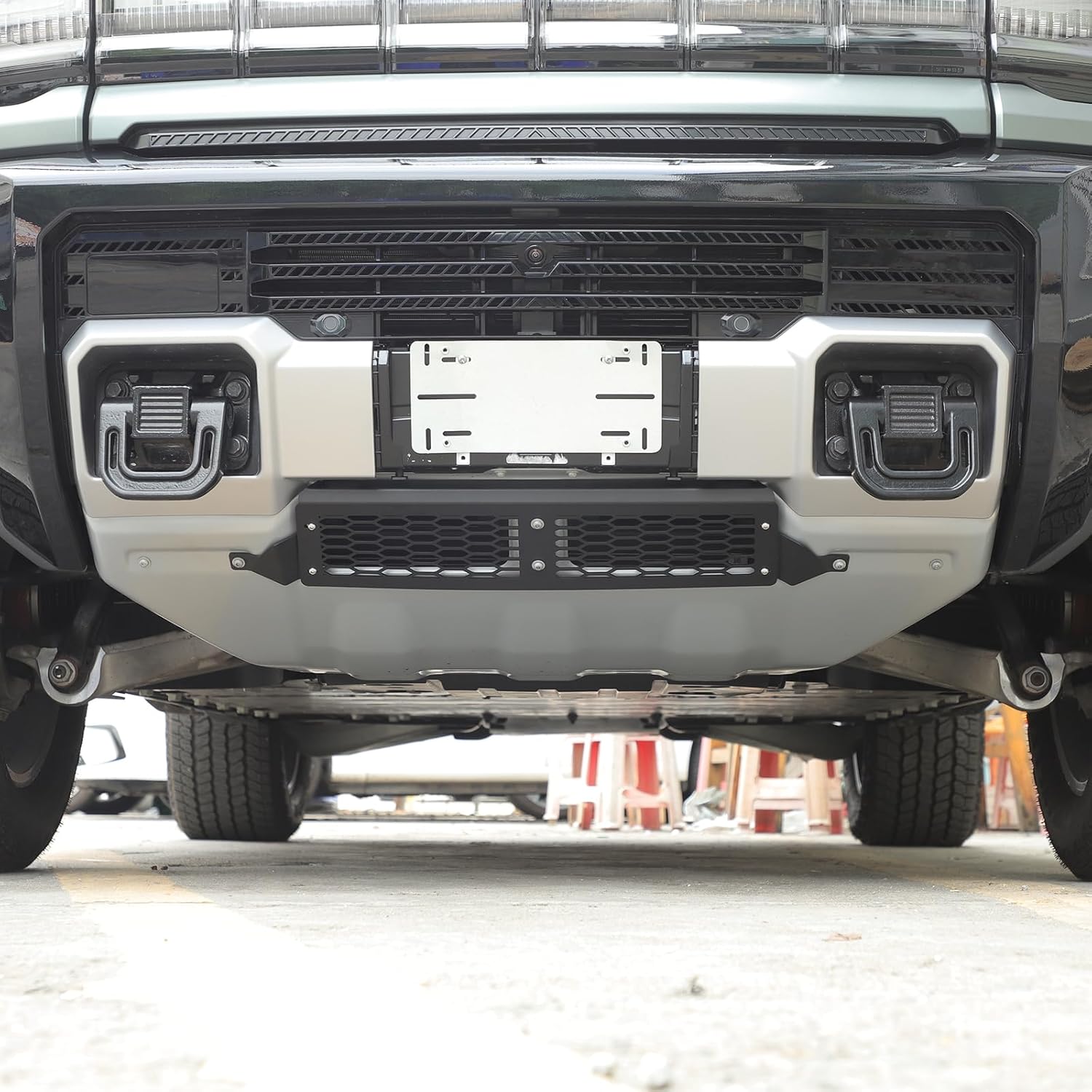Front Bumper Lower Air Inlet Vent Grille Cover Compatible with Hummer EV 2022-2026 SUT Front Bumper Intake Grille Guards Mesh Cover Protection (Black)