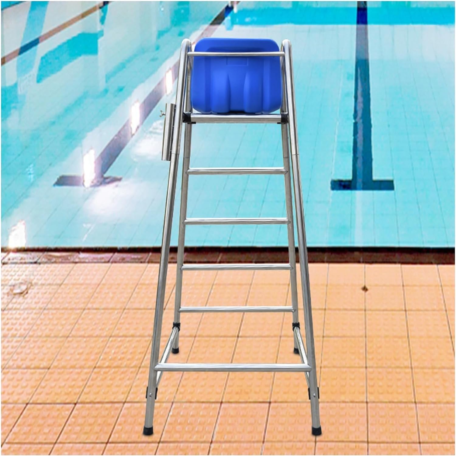 Drabina basenowa z otworem na parasol, przenośne krzesło ratownicze do ratownictwa wodnego, wytrzymałe siedzisko obserwacyjne na taras patio, obsługuje 299 kg