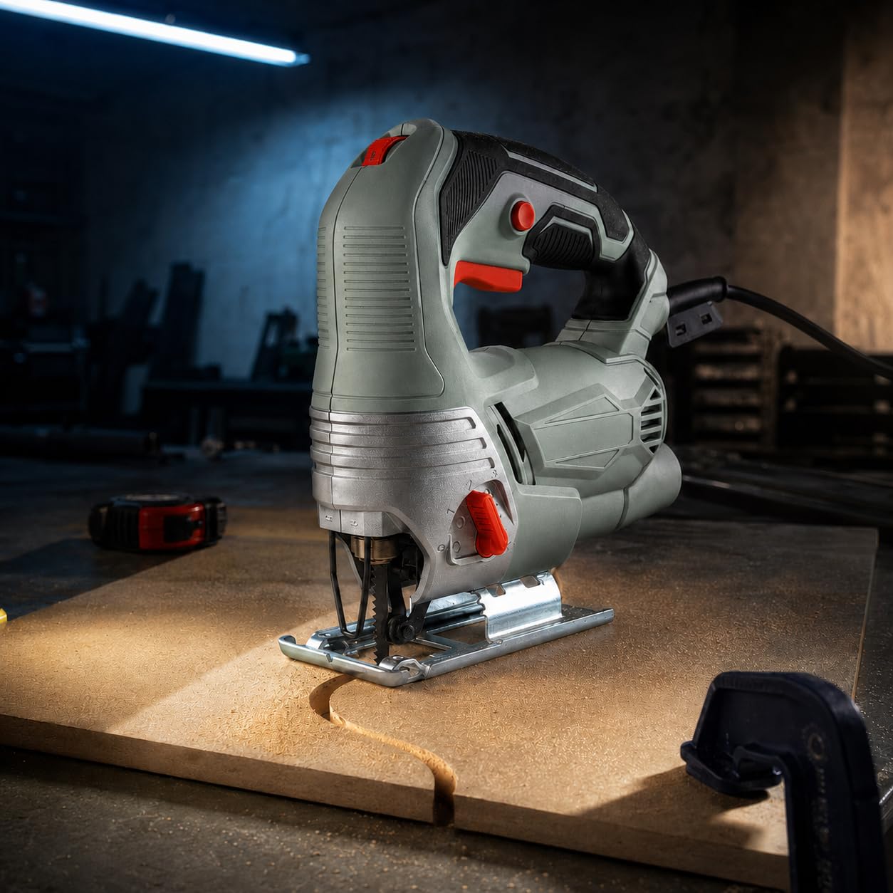 KOMBO – Sierra de Calar JobSelect 650W Verde con Acción Pendular y Cambio de Hoja FASTBLADE, 0–3000 rpm, Cable 1,8 m – Capacidad Corte Madera 65 mm – Para Plástico, Madera y Metal – 1 Hoja Incluida