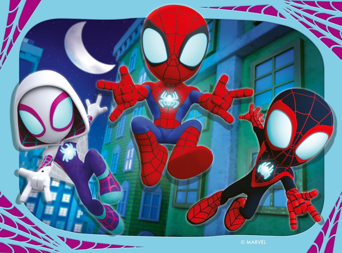 Ravensburger - Puzzle Marvel Spidey Amazing Friends, Collezione 4 in a Box, Idea Regalo per Bambini 3+ Anni, Gioco Educativo e Stimolante, 4 Puzzle 12-16-20-24 Pezzi, 19x14 cm