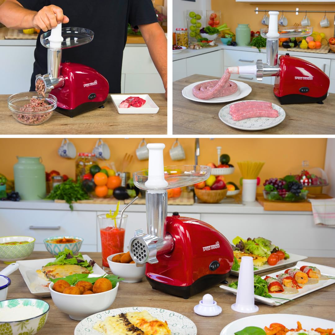 Starlyf Speed Grinder – Tritacarne Elettrico Compatto e Potente per Carne Macinata, Hamburger, Polpette, Polpettone, Salsicce, Uso Domestico