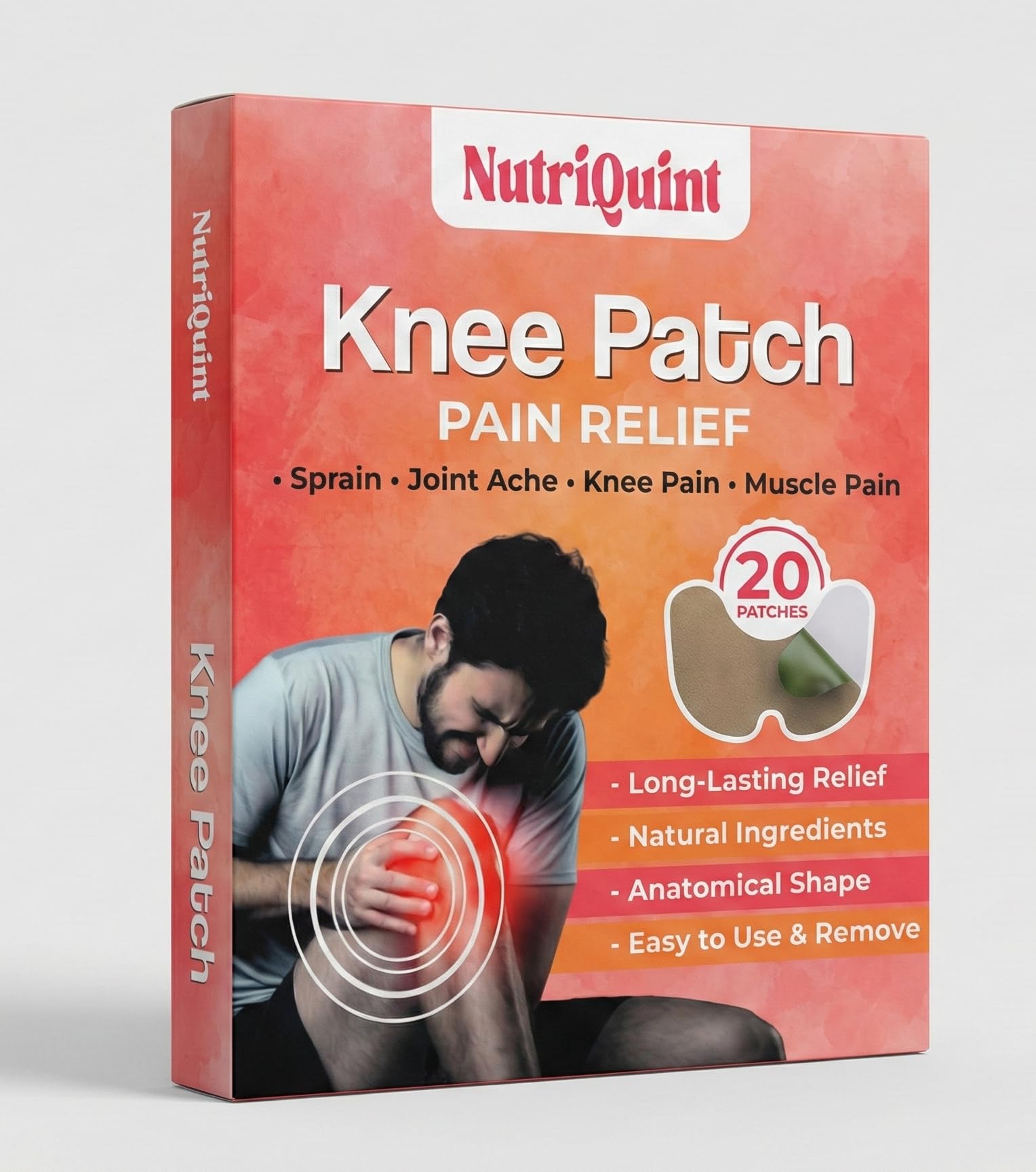 20 Unit Knee Pain Relief Patch for Daily Knee Support | Gentle Warming Comfort | Flexible Breathable Material | Easy Peel & Apply | Herbal