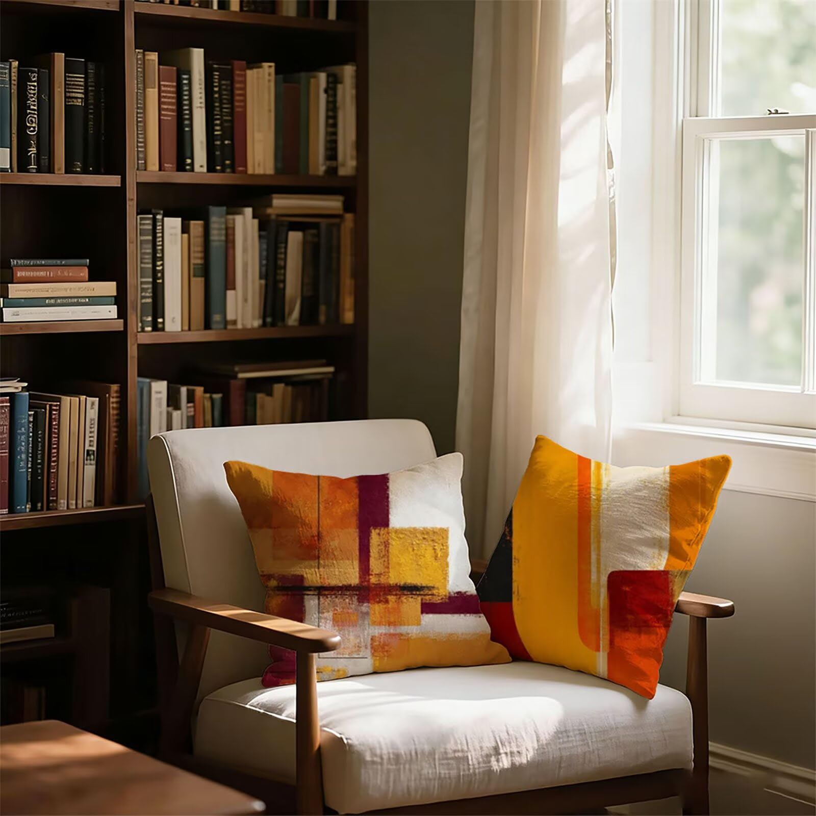 Housse de Coussin Canapé Couleur Orange 75x75cm Exterieur Impermeable RéTro Taie D'oreiller Décoratif Aesthetic Housse Coussin Decoration pour Chambre Sofa Jardin Balcon Terrasse Lot de 2. P-5027