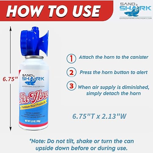 Miniatura 4 de SandShark - Bote de mano de bocina de aire de alta calidad, comprimido y muy fuerte, aprobado por la guardia costera, uso de emergencia para
