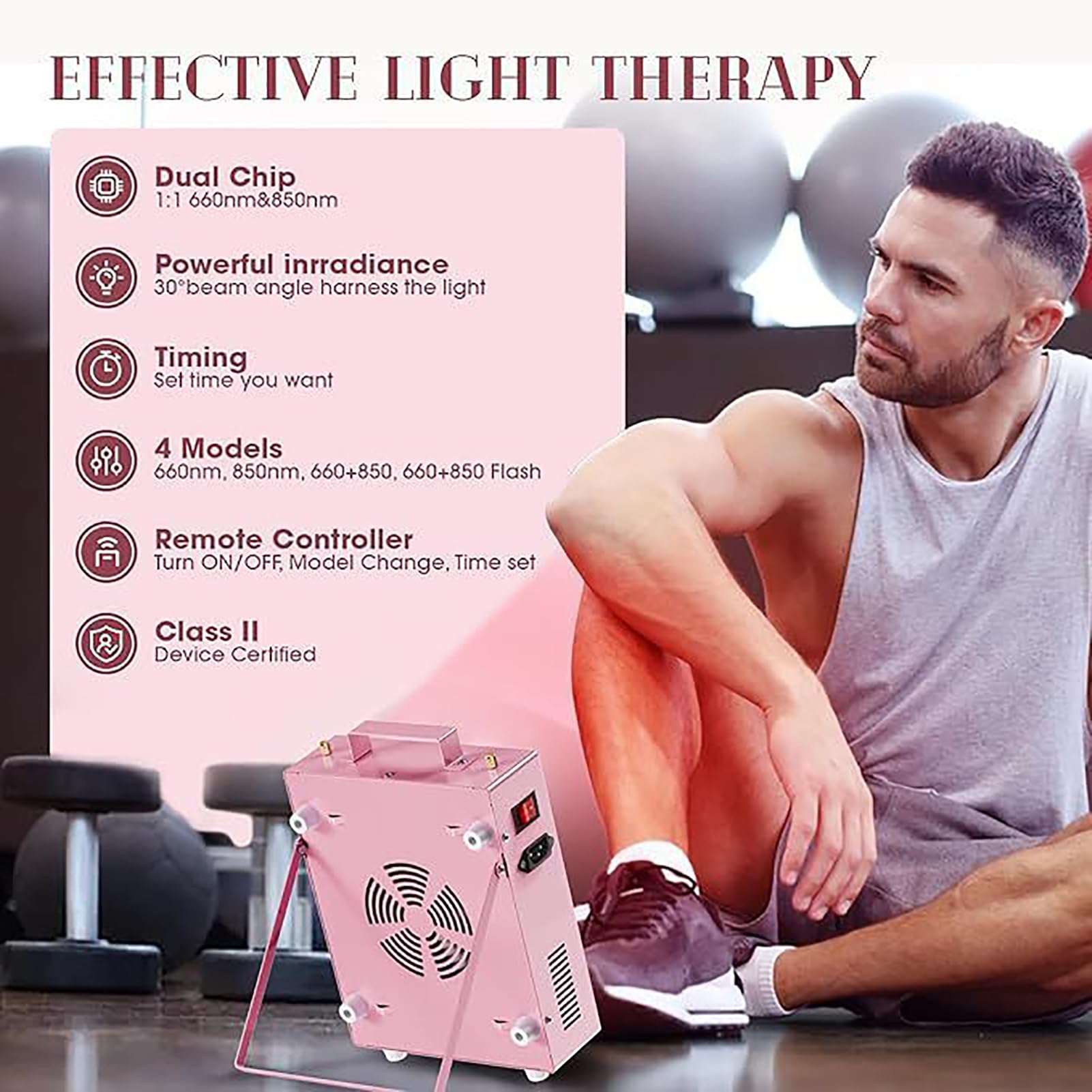 GOURIXIN Panel de Terapia de luz roja con Control Remoto, 60 LED de Doble Chip con 2 Longitudes de Onda de 660 NM y 850 NM, Dispositivo de Terapia de luz infrarroja cercana