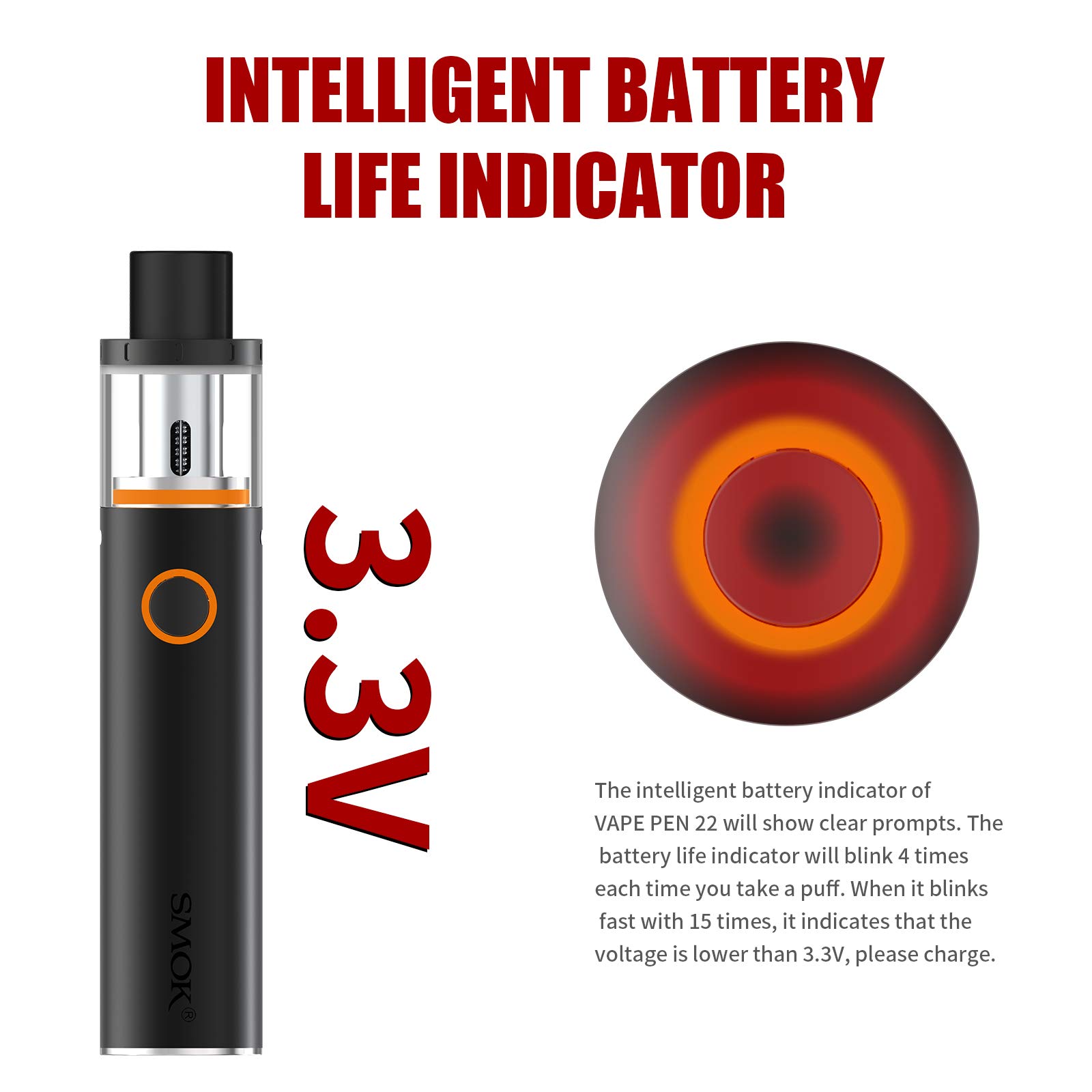 elfbar nachfüll pod läuft aus Authentique SMOK VAPE PEN 22 Cigarettes électroniques 1650 mAh (Noir) :  Amazon.fr: High-Tech main image 0