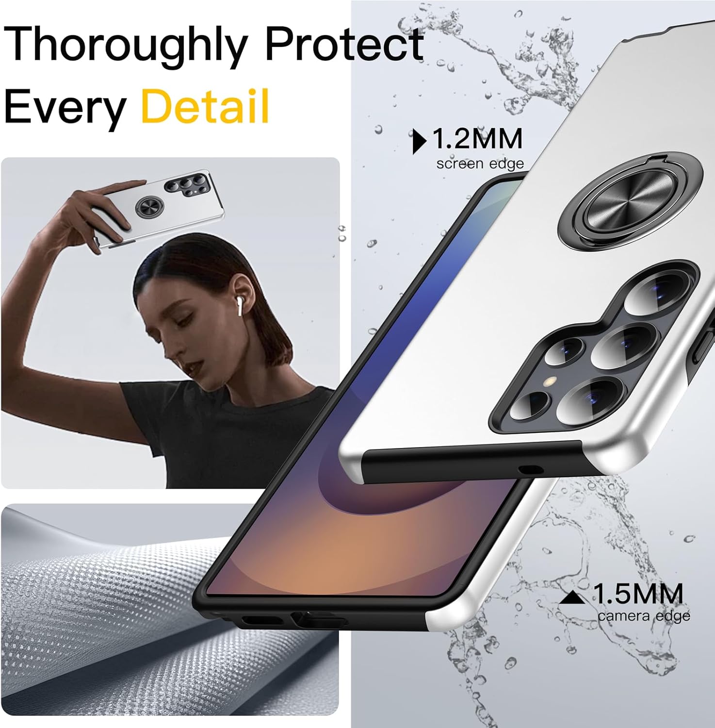 Anqrp Designed for Samsung Galaxy S25 Ultra Case, Built-in [15Ft Drop Protection][Heat Dissipation] Shockproof Military Grade Protection,for Samsung Galaxy S25 Ultra Case,Silver - Image 4