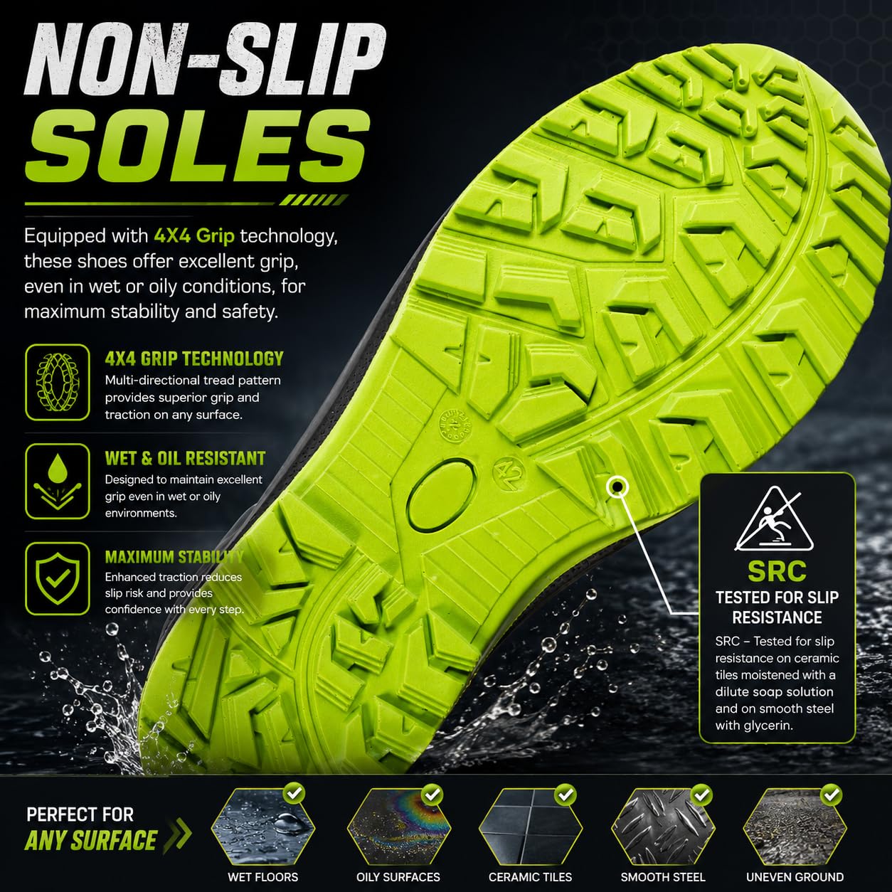 BWOLF Spyke S3 Bottes de Travail de Sécurité S3 Chaussures de Sécurité Hommes Chaussures de Sécurité Hommes Montante Imperméable 4x4 Grip, Noir/Vert