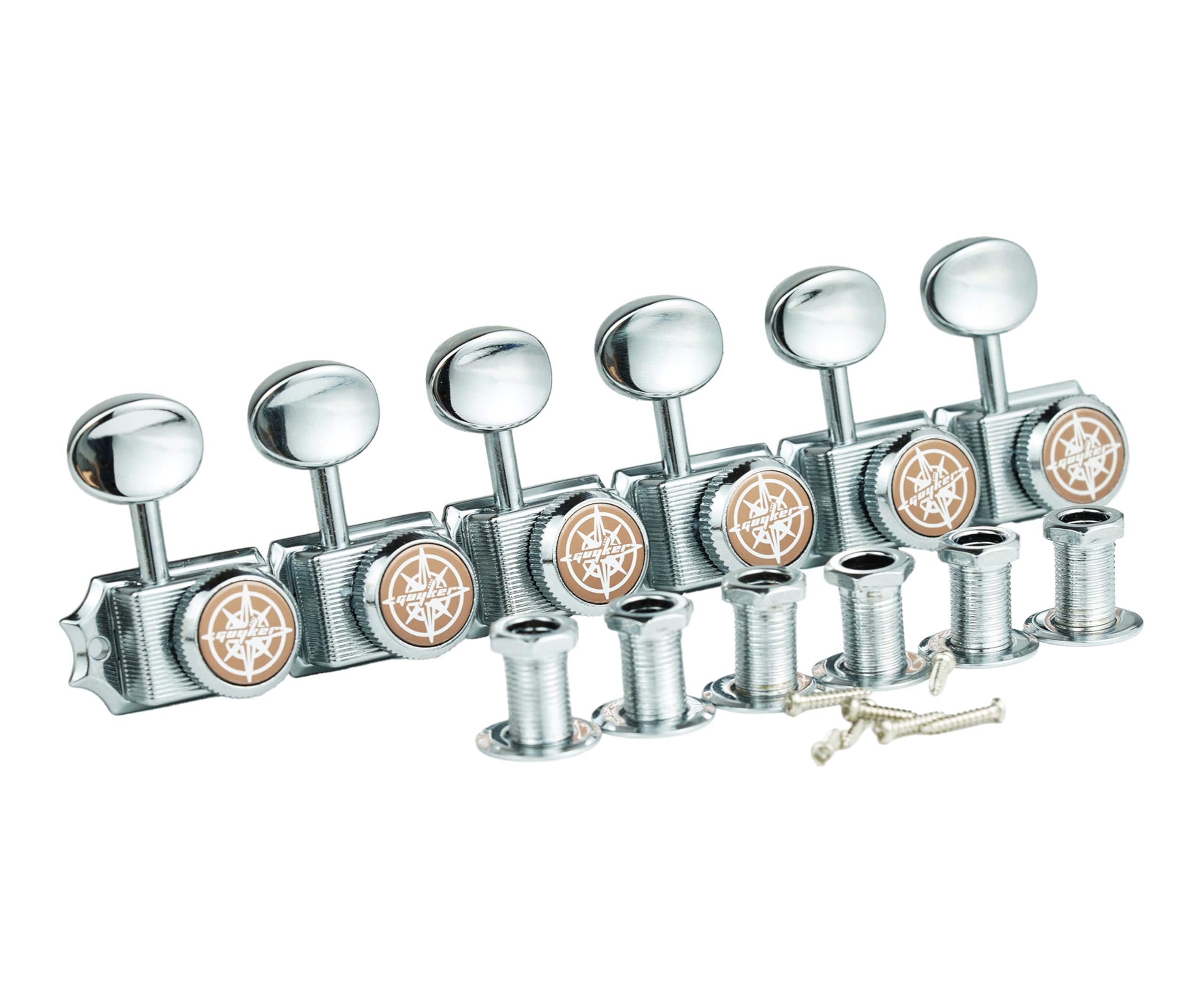 Guyker 15,2 cm-line Vintage Gitarre Lock String Tuners - Locking Tuning Key Pegs Machine Heads Ersatzteile für ST TL Style E-Gitarren - Chrom