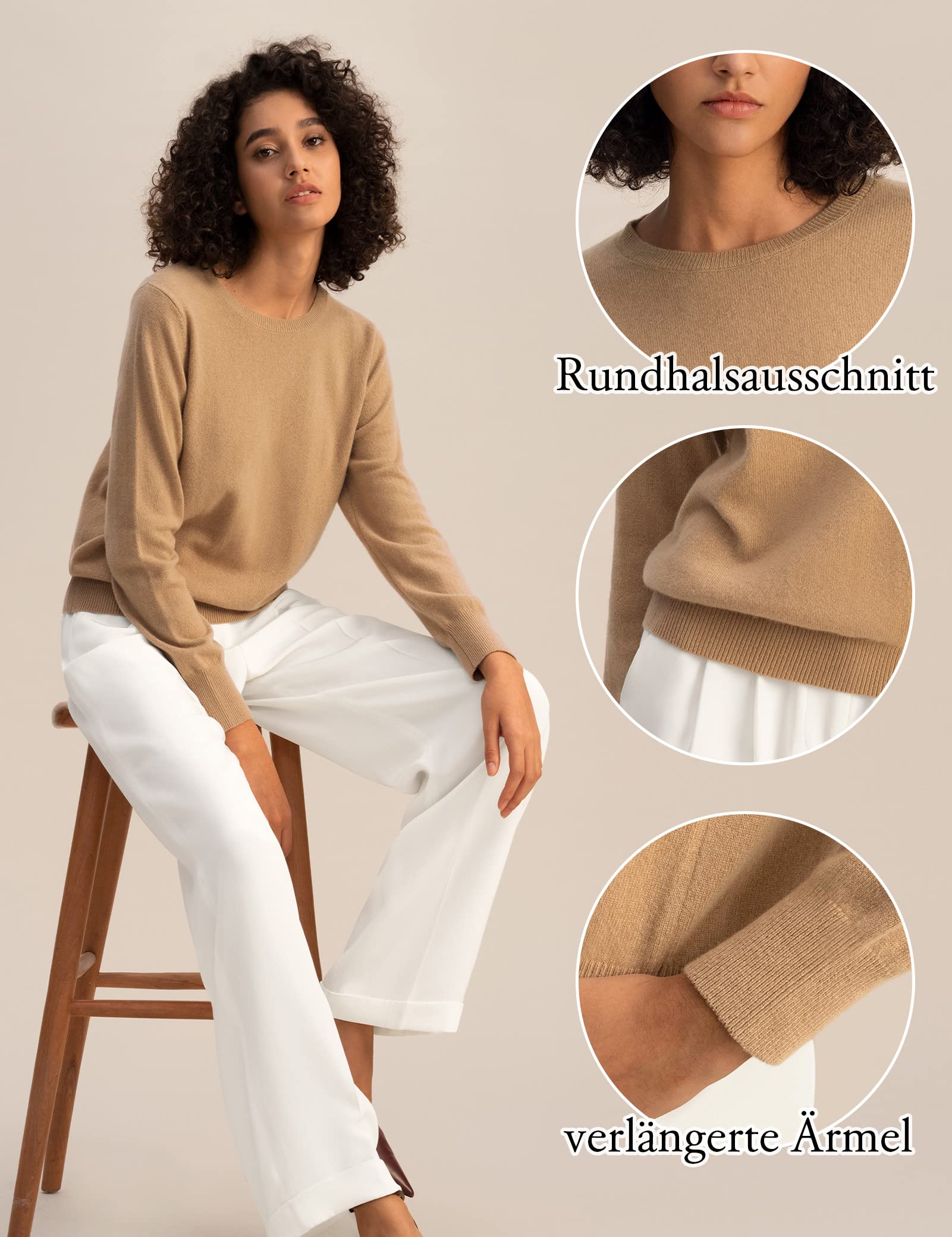 LilySilk Basic Pullover Pullover für Frauen 100% Baby Kaschmir, Weiches, Hautfreundliches Cropped Rundhalspullover Top mit regulärer Passform für den Frühling Herbst