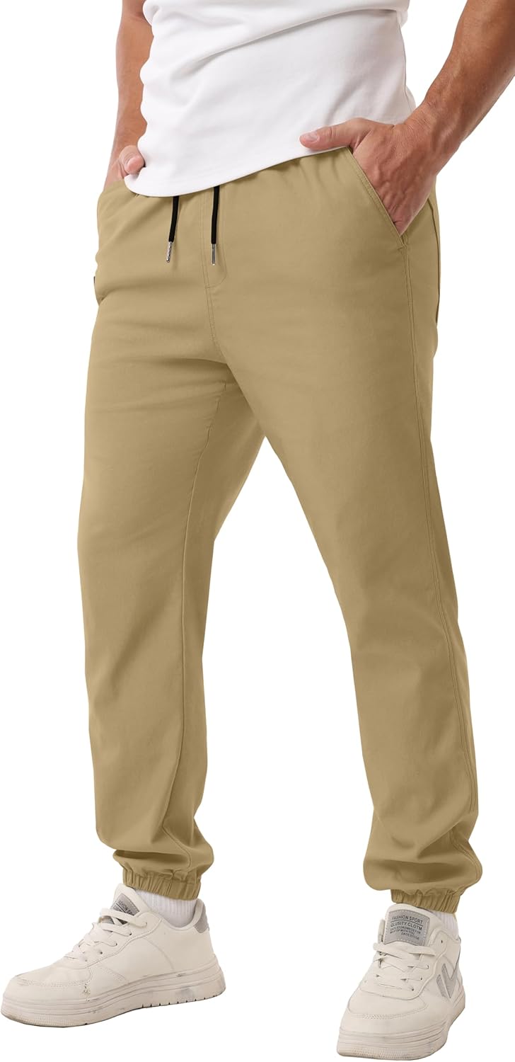Sailwind Men's Casual Joggers Pants Drawstring Outdoor Chino Cargo Pants Twill Jogging Sweatpants Hiking