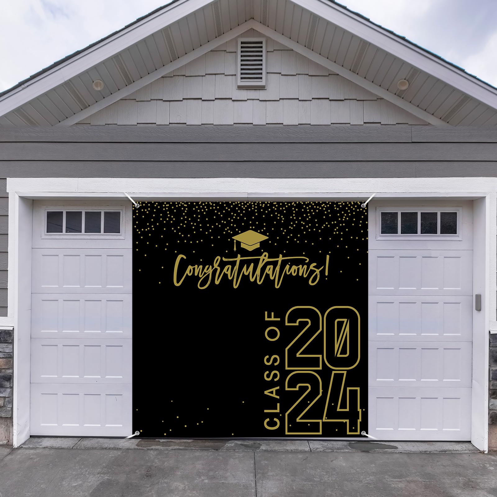 Class of 2024 Graduations Backdrop Black Gold Congrats Grad Party Photo ...
