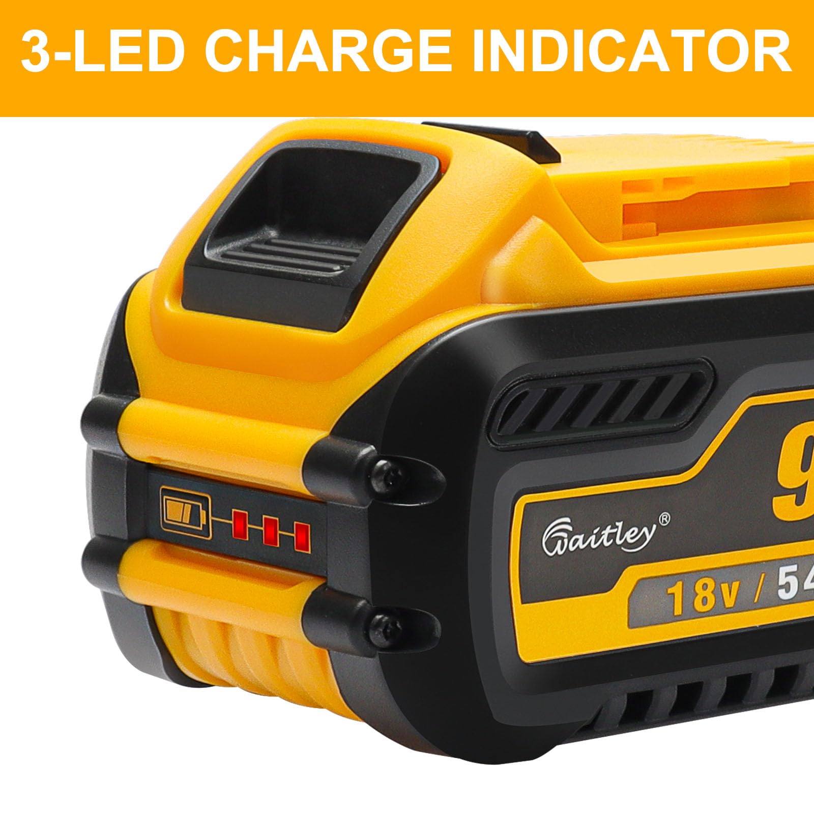Powarobor 2x18V/54V 9,0Ah Ersatzakku Kompatibel Mit DeWalt Akku DCB547 | Kompatibel mit DeWalt 18V/54V DCB547, DCB546, DCB548, DCB184, DCB180. LED-Ladeanzeige. Nur Ersatzakku.