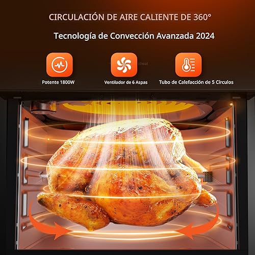 Miniatura 4 de Nuwave Brio - Horno freidora de aire rotisserie 10 en 1 de 15.5 cuartos de galón, tamaño familiar XL, freír con aire uniforme y crujiente,