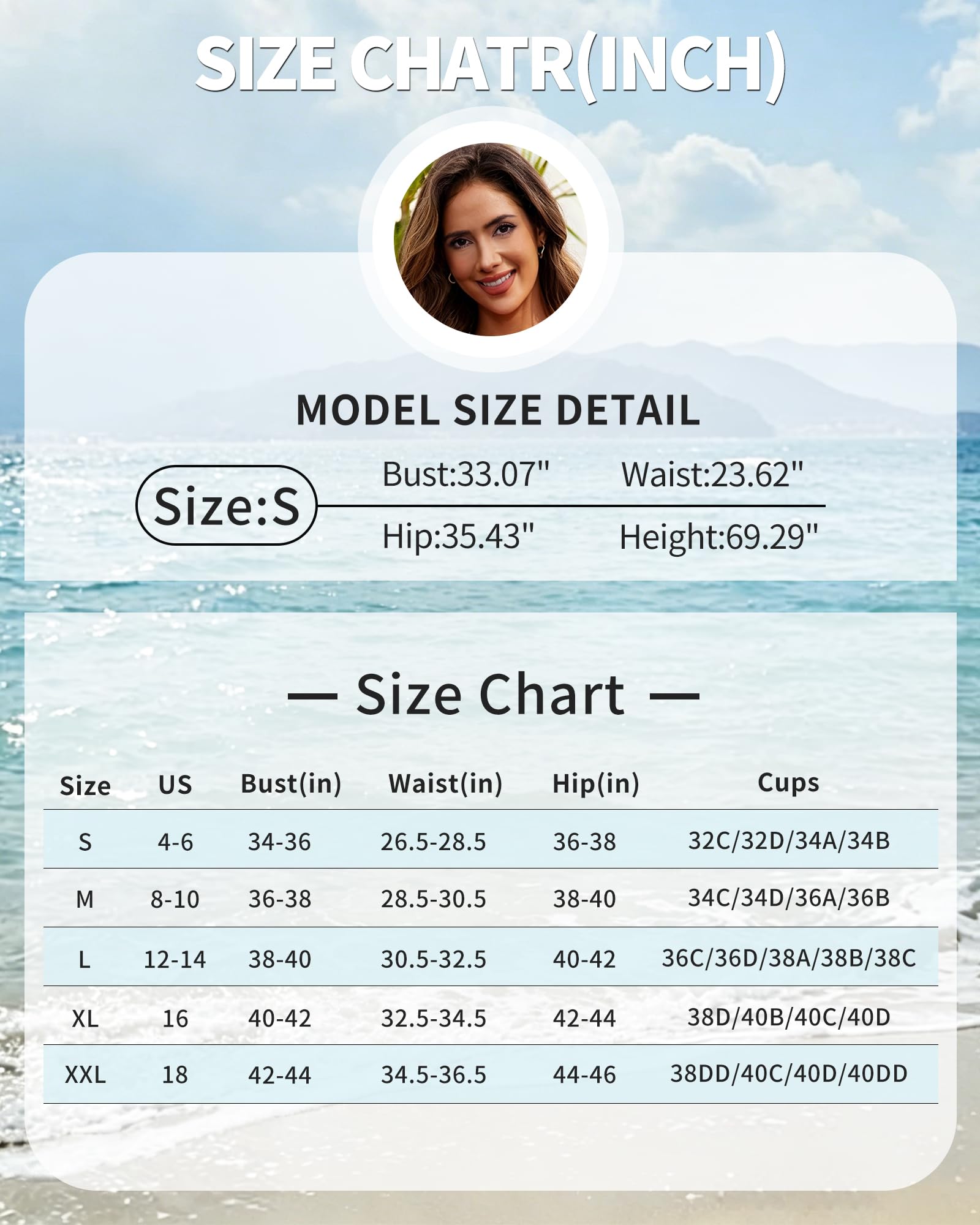 HORISUN Conjunto de bikini de 2 piezas para mujer, con nudo frontal, de cintura alta, con volantes, traje de baño de playa