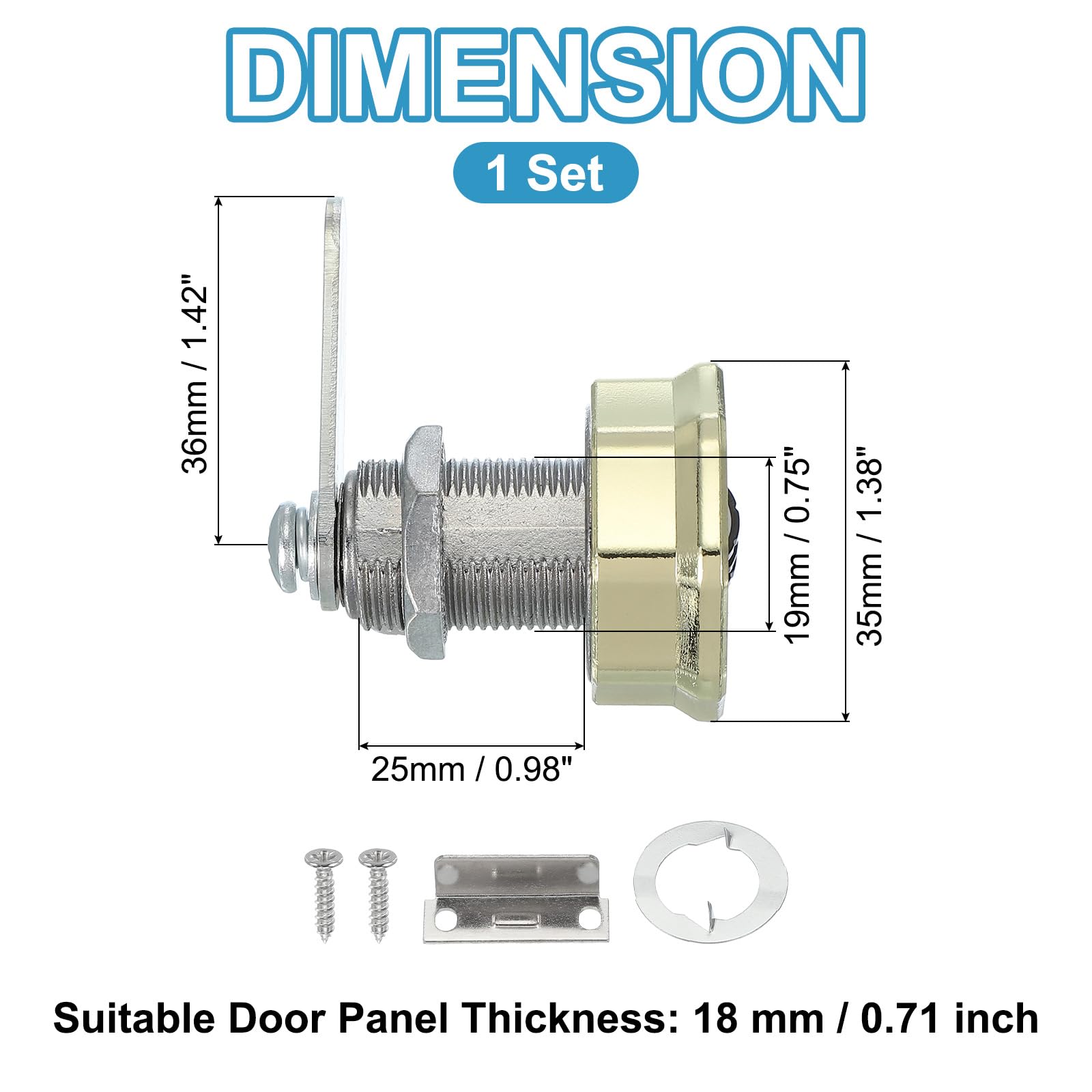 PATIKIL Combination Cam Lock Zinc Alloy Keyless 3-Digit Password File Cabinet Lock 1" Cylinder Chrome Finish Security Lock with Screw for Drawer Cupboard Gold - Image 2