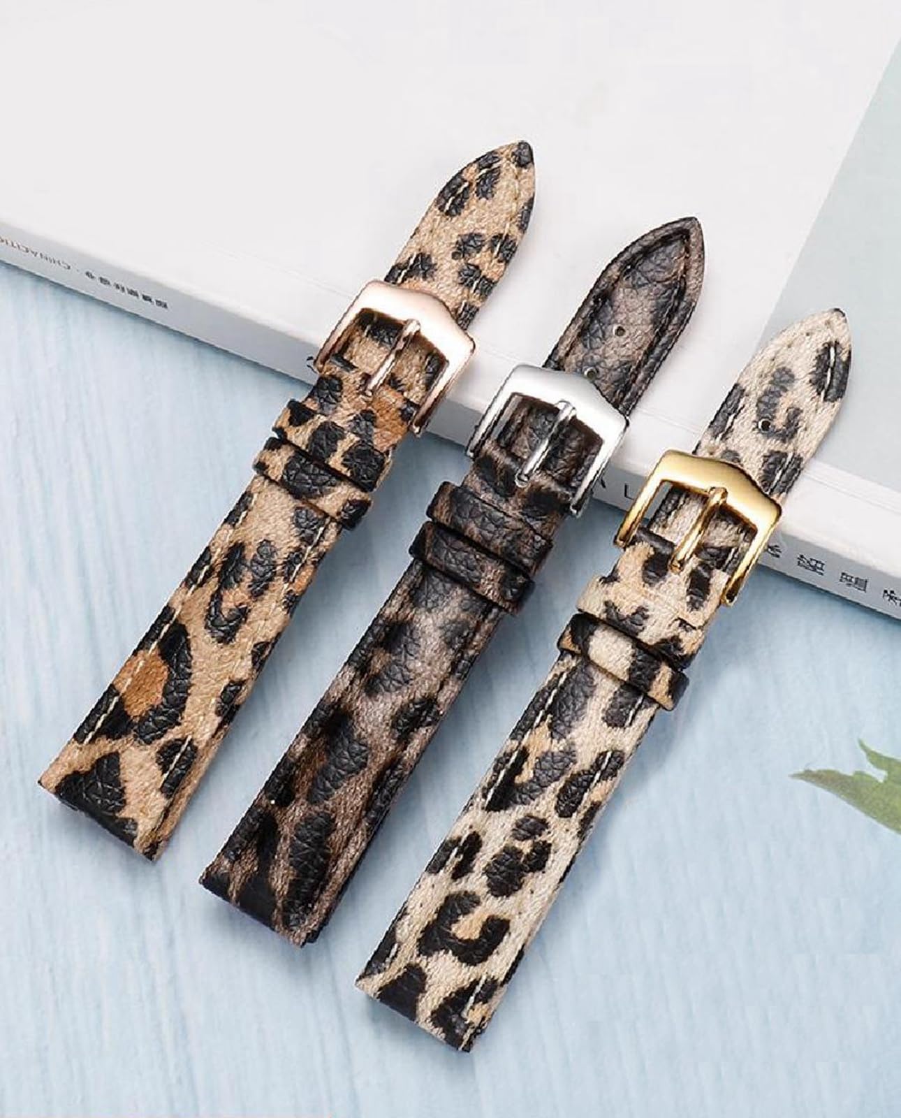 Bracelet de montre en cuir véritable imprimé léopard, accessoires de montre pour femme 12-20mm