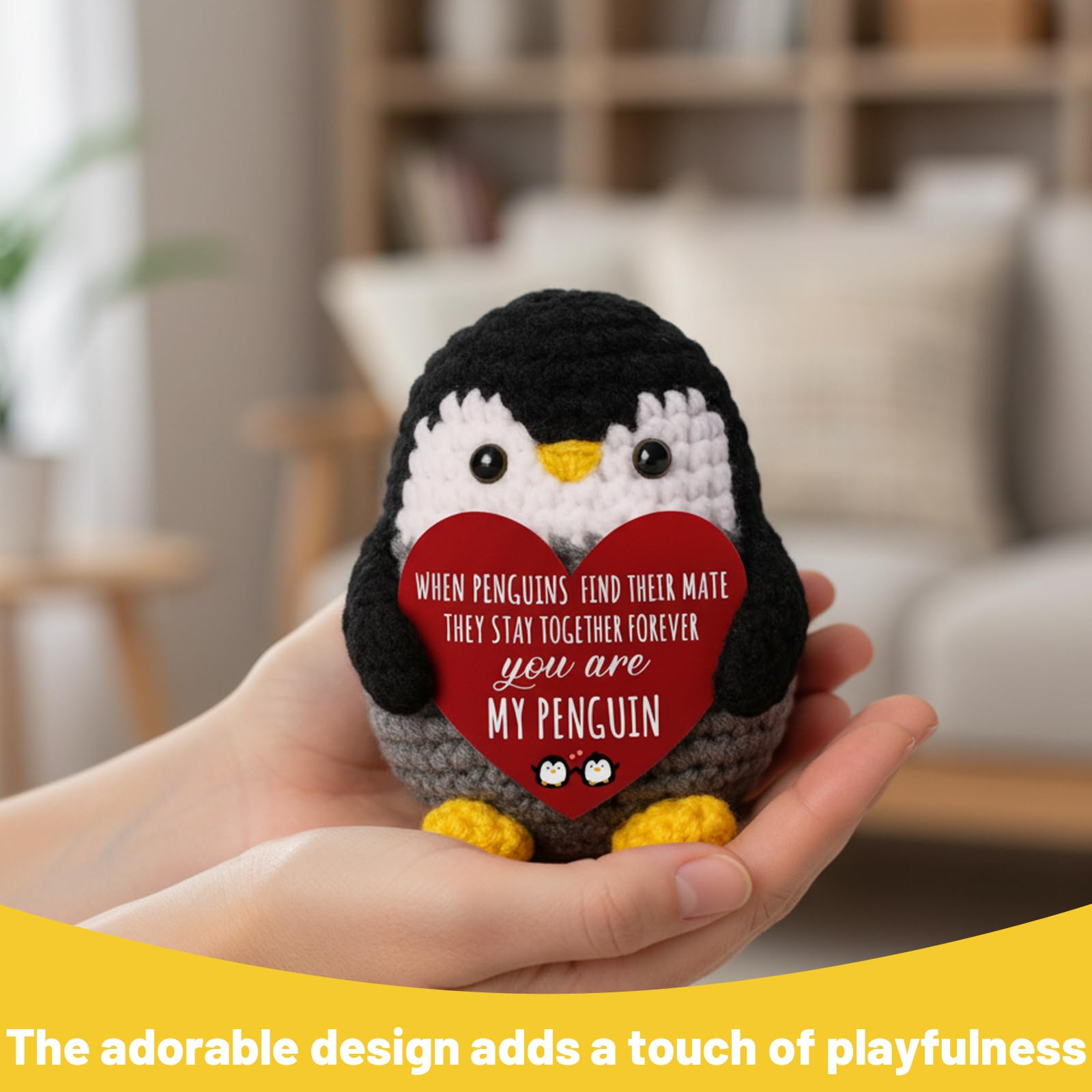 JORcadis Valentines Gifts for Her Romantic for Wife Handcrafted Crochet Penguin with Emotional Appeal - Image 4