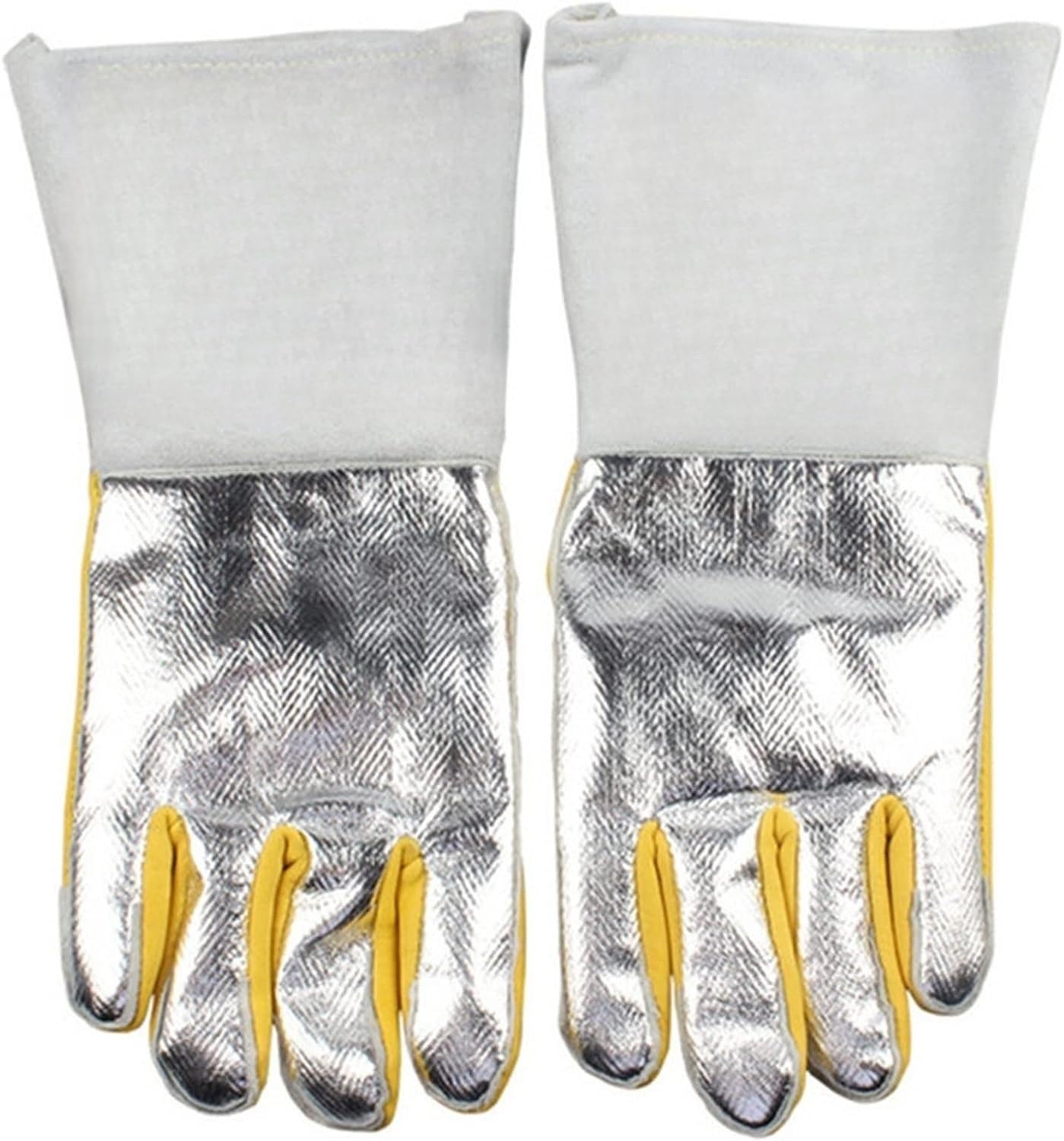 Gartenhandschuhe, schnittfeste Handschuhe, feuerfeste Handschuhe, 38 cm, aluminisierte Schweißhandschuhe aus Rindsleder, hochtemperaturbeständige Handschuhe, Grillhandschuhe, Handschuhe for Metallurgi