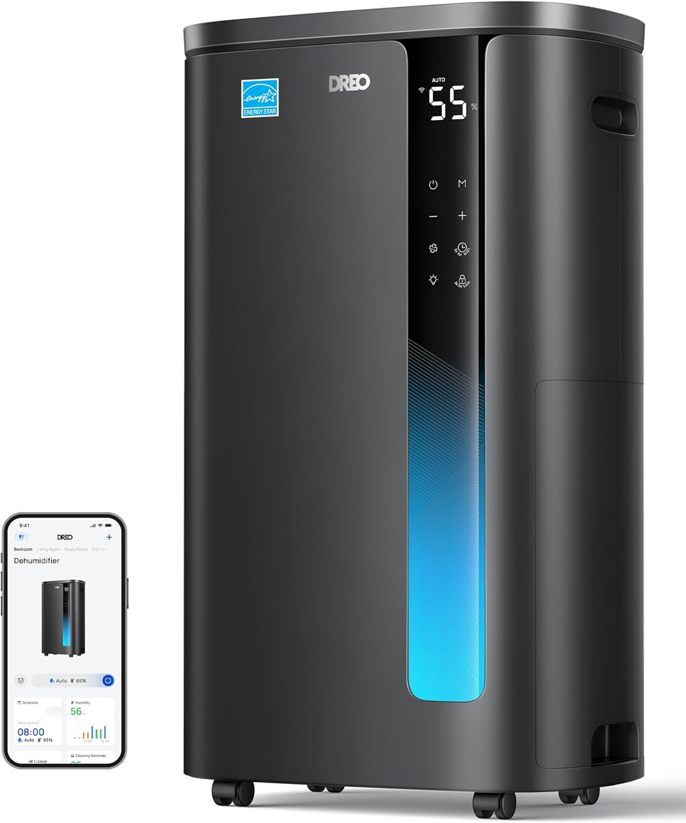 Energy Star 2025 Smart Dehumidifier for Basement, 1.85 Gal Water Tank | 73 Pints, Quiet 41dB, for Home & Large Room up to 2000 Sq Ft, Drain Hose Included, Auto Humidity Control, 3 Fan Speeds, Timer