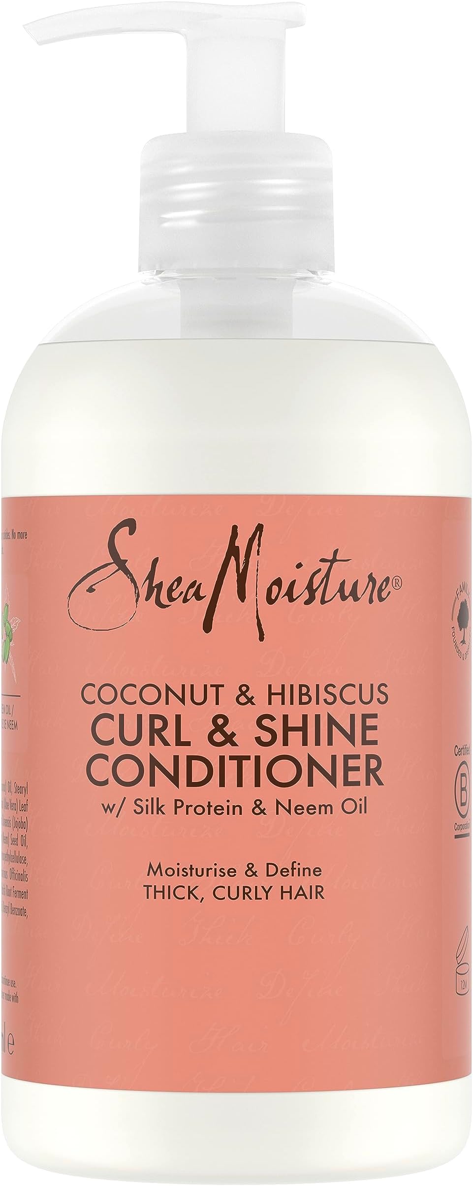 SheaMoisture Coconut & Hibiscus Curl & Shine Conditioner, no silicones or sulphates for thick, curly hair 379 ml