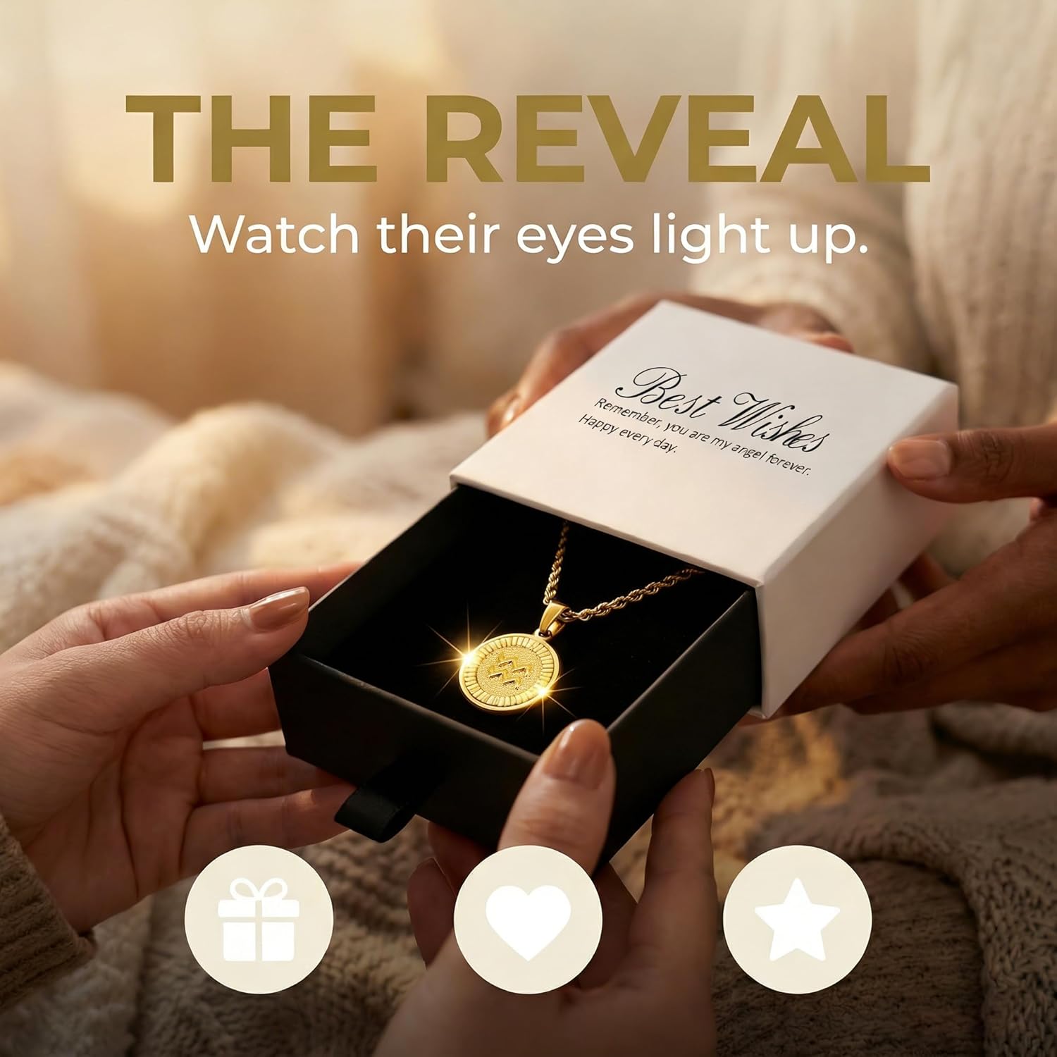 18K Gold Plated Zodiac Necklace for Women Men, Retro Coin Zodiac Sign Pendant Necklaces, Hypoallergenic & Anti-Tarnish, Adjustable Chain Horoscope Jewelry with Gift Box, Birthday Gifts for Her Him - Image 6