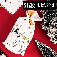 Vista 3 de Zsail Bolsas de regalo de Navidad, 50 unidades, galletas de caramelo, bolsas de regalo de plástico con cordón para envolver bodas y fiestas