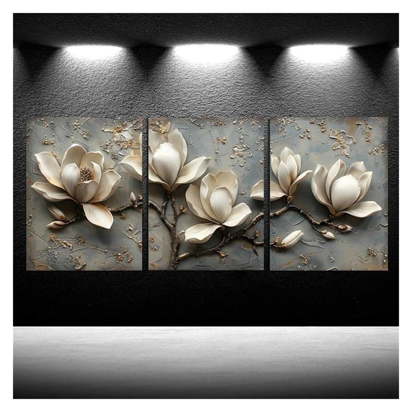 Byambd H Aesthetic Pictures No Frame Poster 3Pcs Magnolia Flowers Canvas Painting Ome Decoration,Abstract Blooming Flora Painting(,30X40cm)