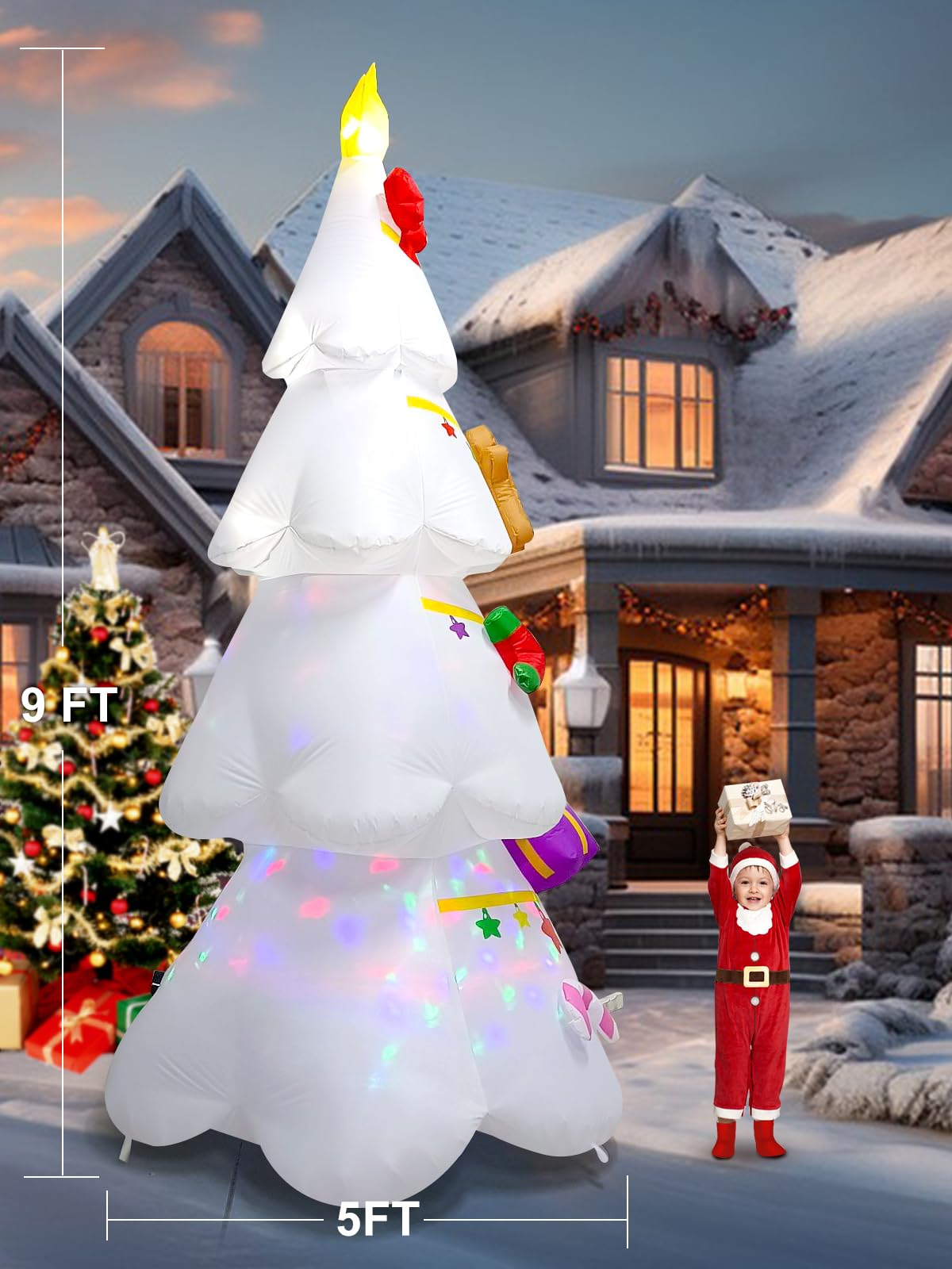 EBANKU 9FT White Inflatable Christmas Tree with Gift Box Outdoor Indoor Decoration for Home Family Yard Lawn - Image 3