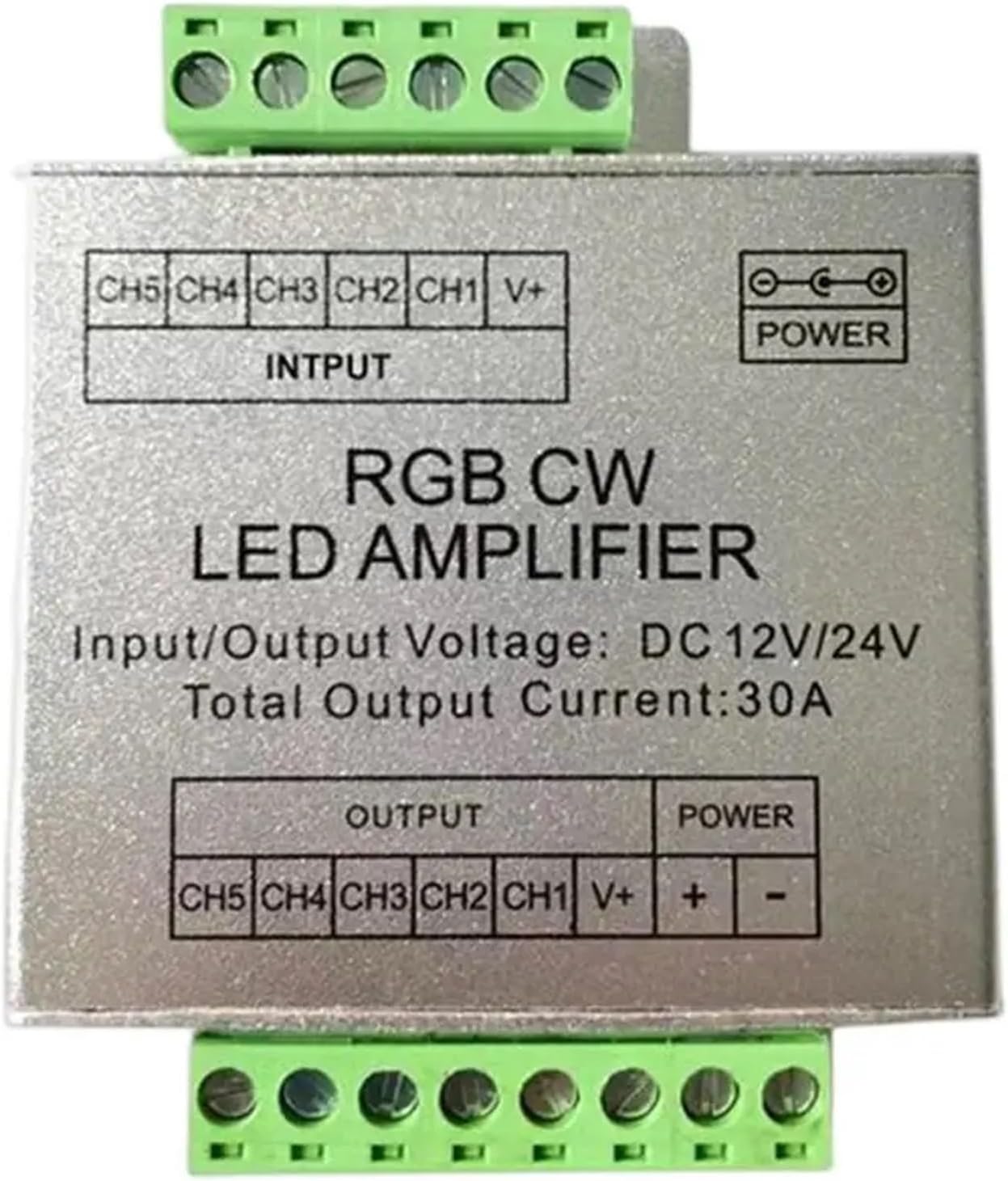 LED Amplifier Controller 1CH/3CH/4CH/5CH 12A/24A/30A/50A Suitable for Monochrome/RGB/RGBW/RGBWW RGB+CCT Light Strip Power(RGB 12a)