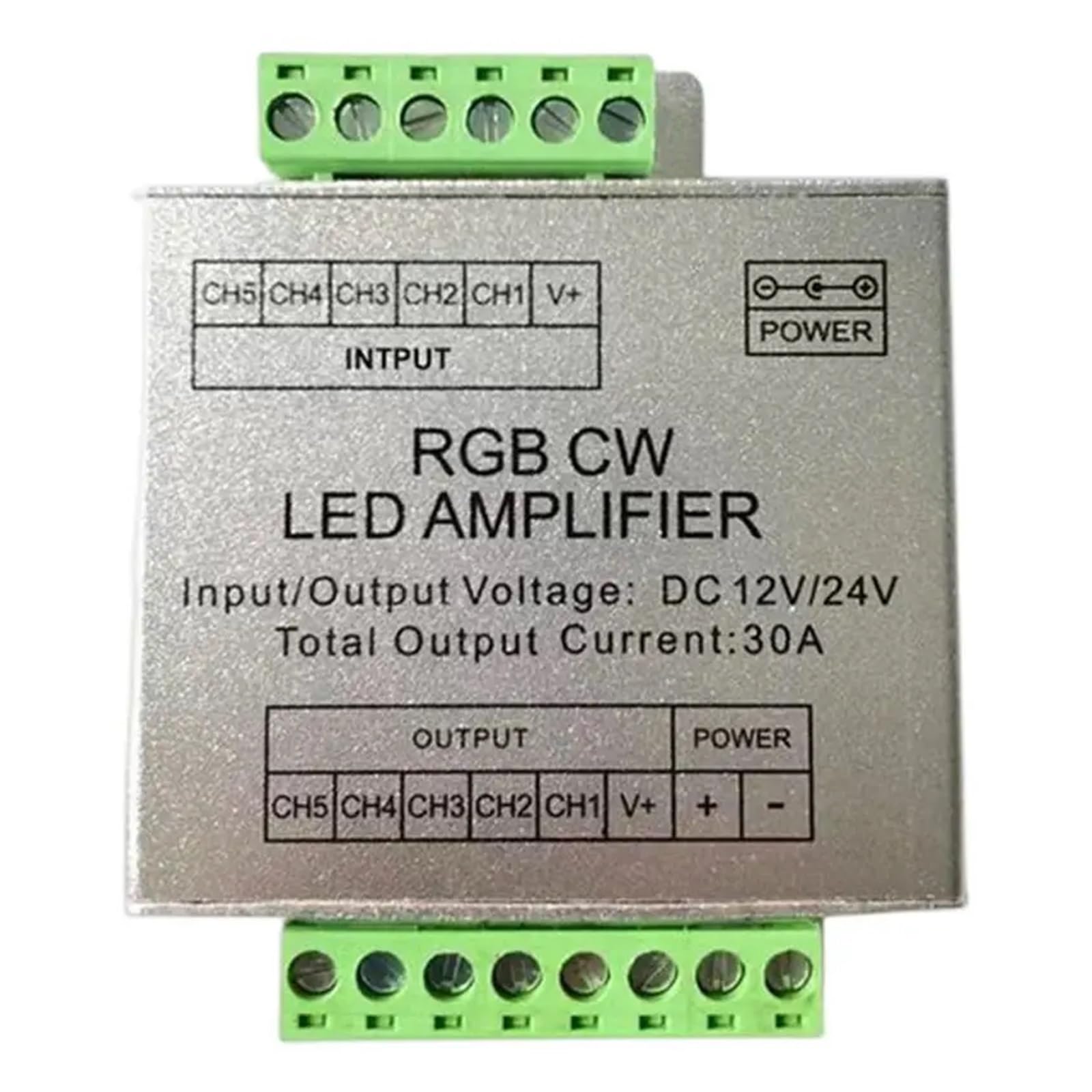 Kontroler wzmacniacza LED 1CH/3CH/4CH/5CH 12A/24A/30A/50A Nadaje się do monochromatycznego zasilacza taśmy świetlnej/RGB/RGBW/RGBWW RGB+CCT (Rgbcw 30a)