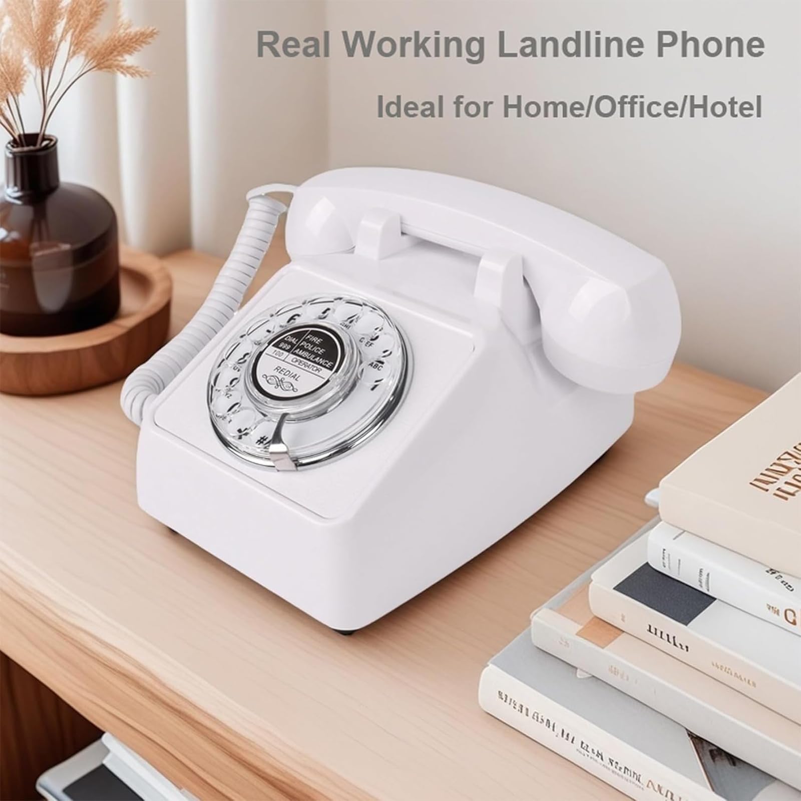 Teléfonos fijos para hogar Teléfono Giratorio Retro para casa de Trabajo con timbres y volúmenes, teléfonos fijos analógicos de Escritorio Antiguos