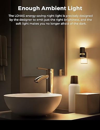 Miniatura 6 de L LOHAS LED Luces nocturnas enchufables a la pared, luz nocturna regulable con brillo ajustable de 0-100 lúmenes, blanco suave de 3000 K, luz