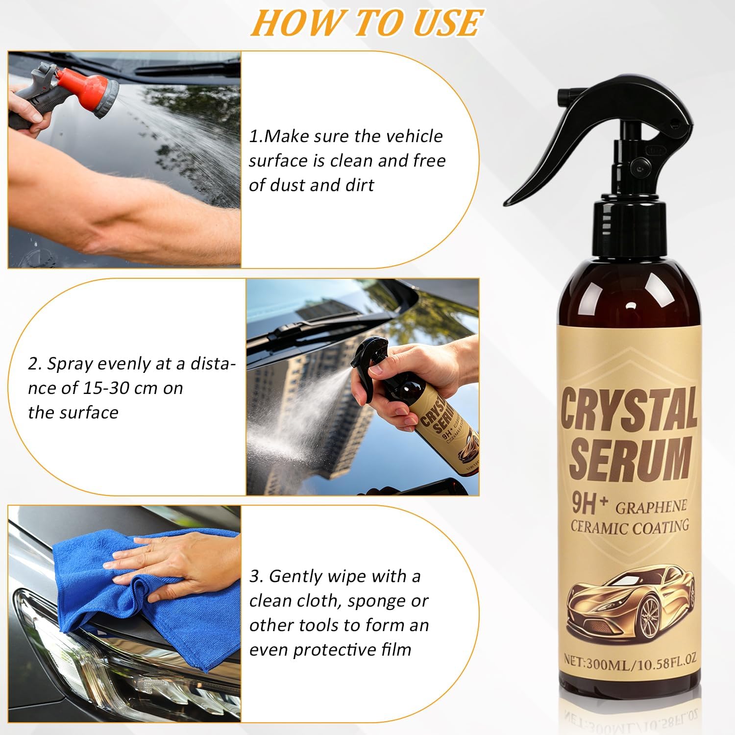 PTZ Crystal Serum Ceramic Coating,Crystal Serum Advanced Graphene Ceramic Coating for Cars,9h Graphene Coating for Auto Car Detailing Ultimate Quick Effect Car Coating Spray (2 PCS)