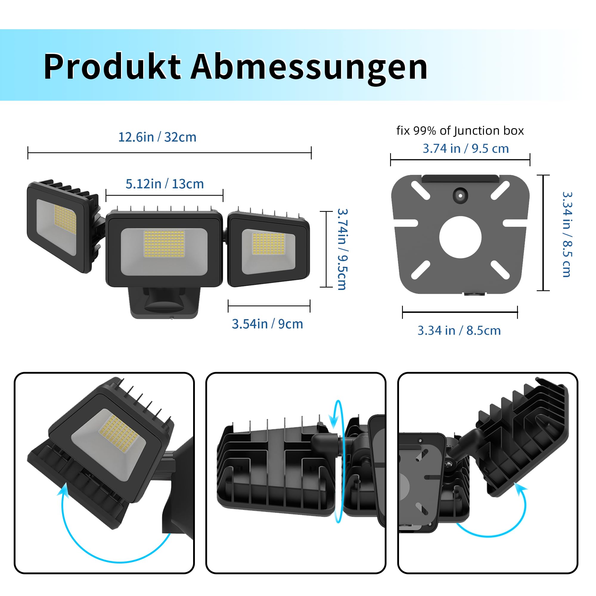 LED Strahler Außen 120W, 12000lm LED Flutlicht Außenleuchte, 4500K Warmweiß IP66 Außen Sicherheitsbeleuchtung für Garten, Garage, Haus, Hof.