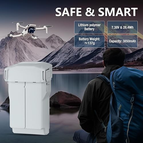 Miniatura 4 de Mini 43 Pro Battery Plus, 3850 mAh LiPo Batería de Vuelo Inteligente Compatible con DJI Mini Serie 3Mini 4 Pro Drone, 51 minutos de tiempo máximo de