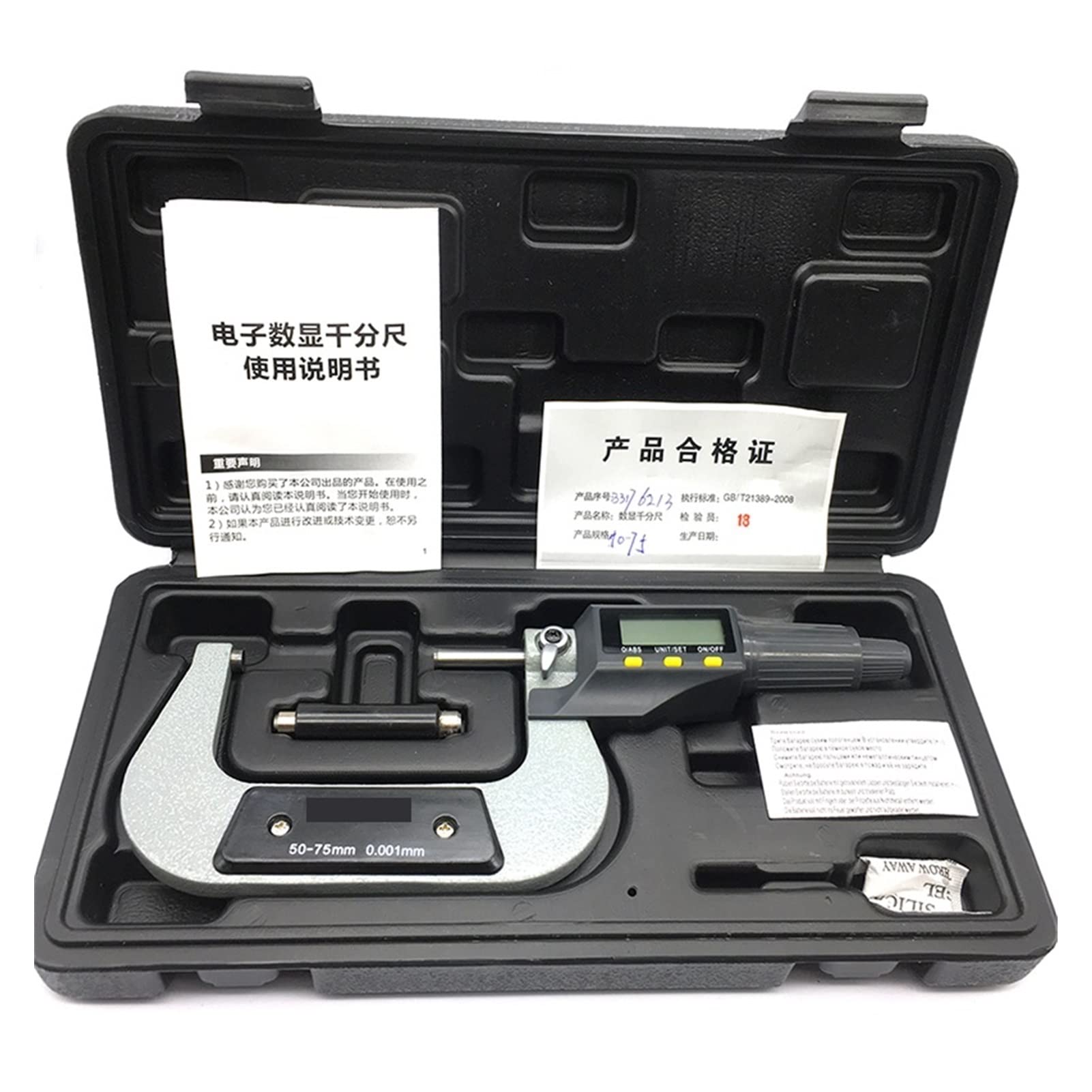 Micrómetro digital 50-75mm 0.001mm Micrómetros exteriores electrónicos estándar Herramientas digitales Calibrador Métrico Micrométrico Micrómetro Tip Herramienta de medición