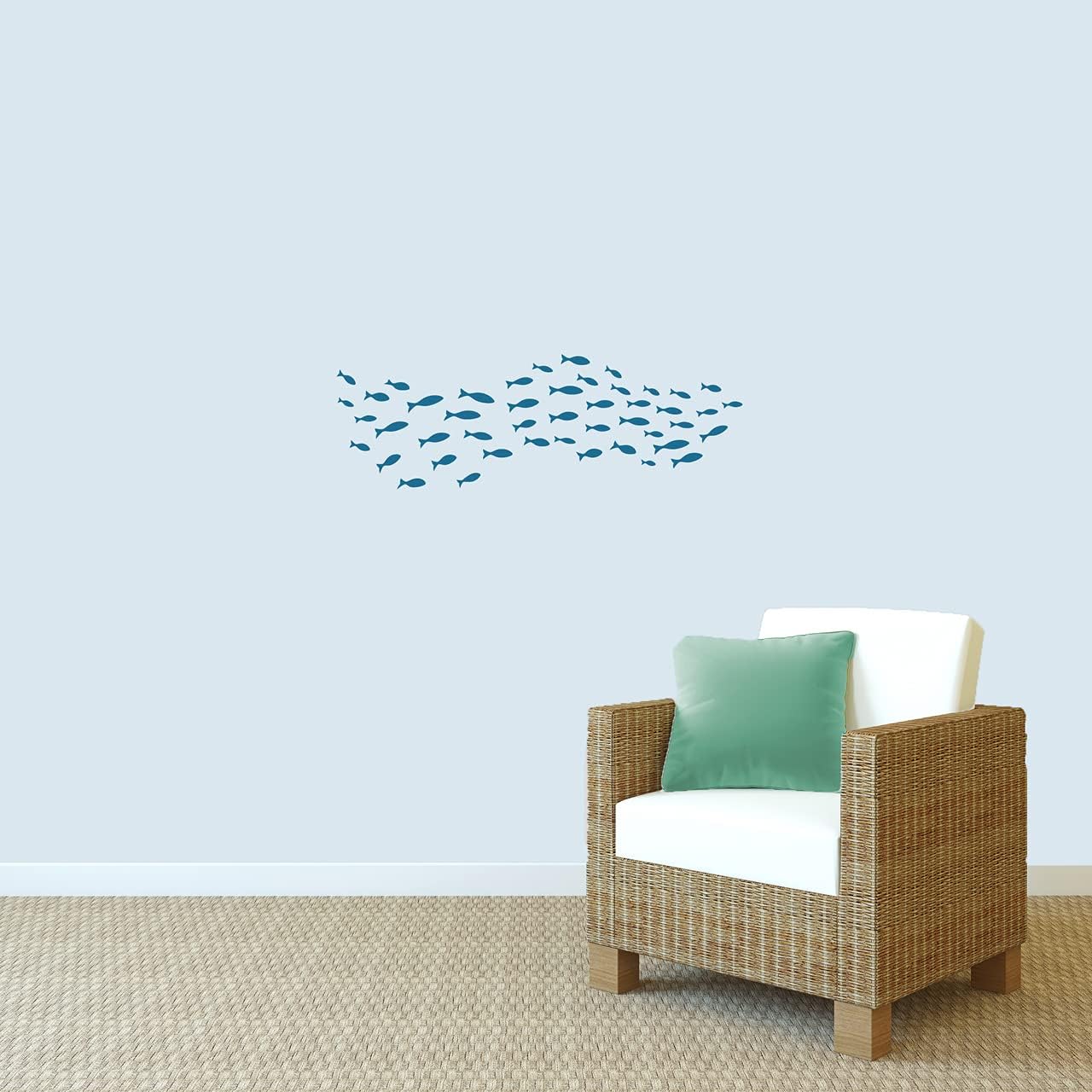 School of Fish Wall Decals Set, Sticker for Kids Room, Bedroom, Nursery, Ocean Sea Decor Mural | 60" Wide x 18" Tall | Gold | Pick Your Color & Sticker Size